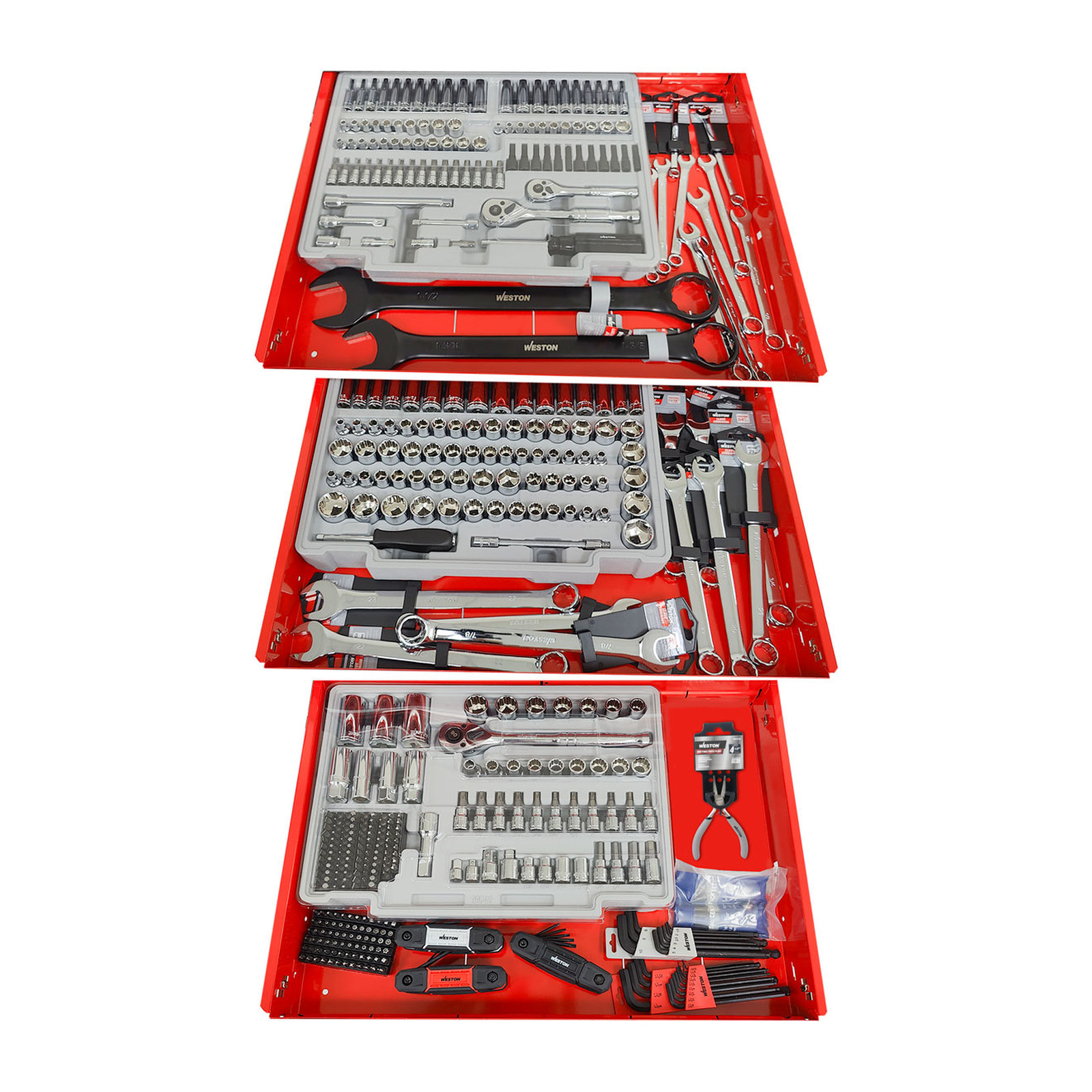 KIT GABINETE + MARTILLOS + PINZAS + DESARMADORES + LLAVES COMBINADAS - Imagen 3