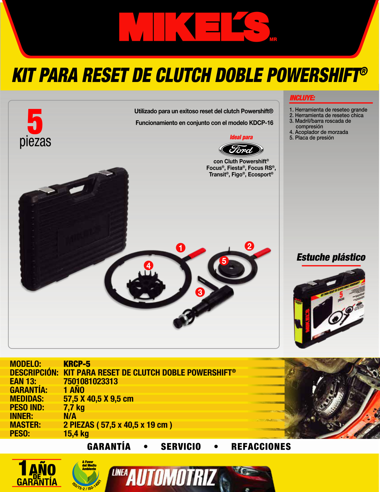 MIKELS KRCP-5 Kit juego para reset de clutch doble powershift - Imagen 4