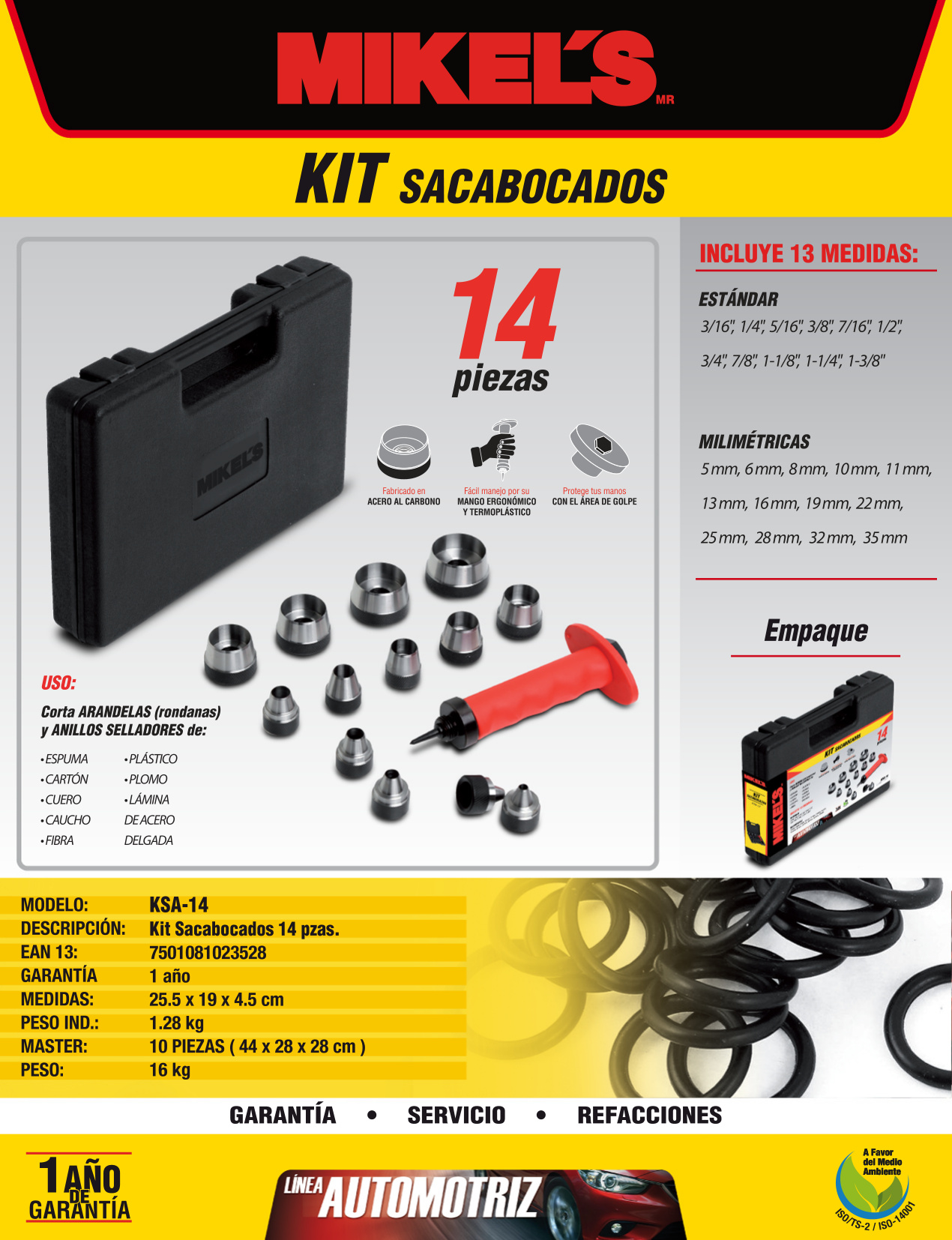 MIKELS KSA-14 Kit sacabocados (14 pzas) - Imagen 4