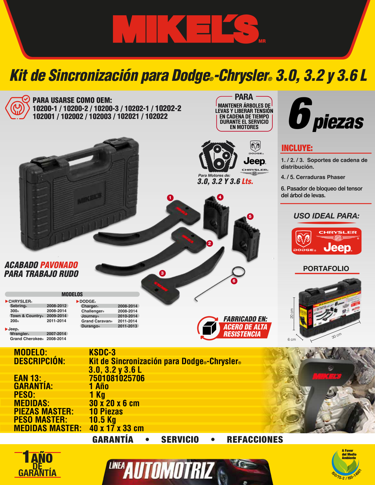 MIKELS KSDC-3 Kit de sincronización para Dodge Chrysler® 3.0,3.2, 3.6 lts - Imagen 4