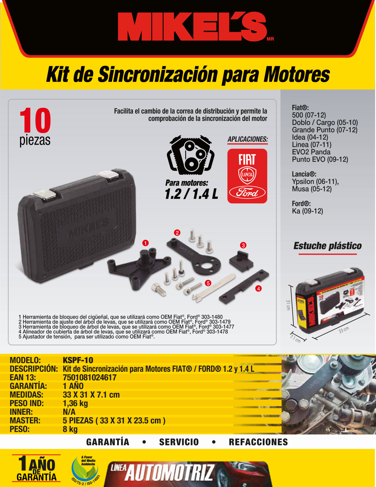 MIKELS KSPF-10 Kit de sincronización para motores (Fiat® & Ford® 1.2 & 1.4 lts) - Imagen 4