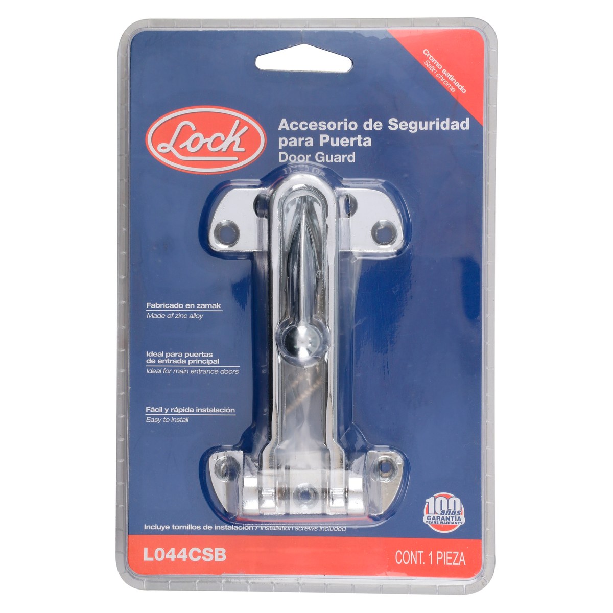 Pasador de seguridad para puerta abatible acabado níquel satinado Lock - Imagen 3