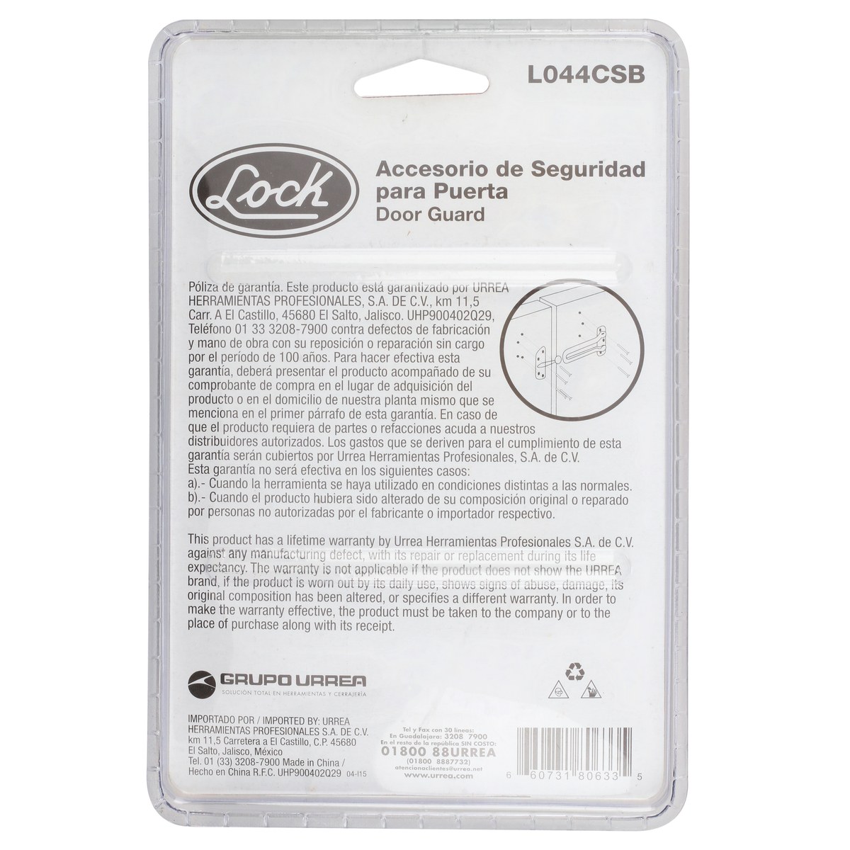 Pasador de seguridad para puerta abatible acabado níquel satinado Lock - Imagen 4