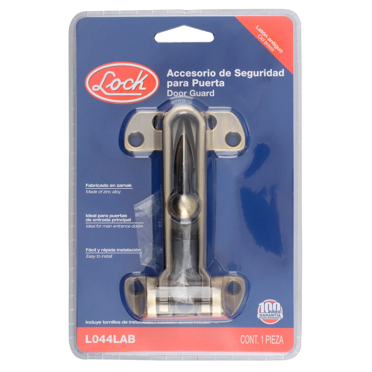 Pasador de seguridad para puerta abatible acabado latón antiguo Lock - Imagen 2