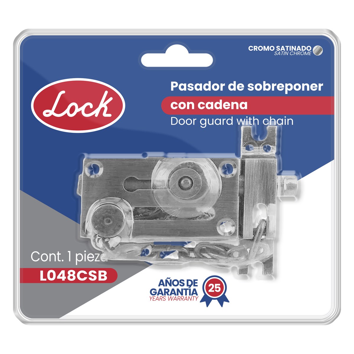 Pasador de sobreponer de cadena níquel satinado Lock - Imagen 2