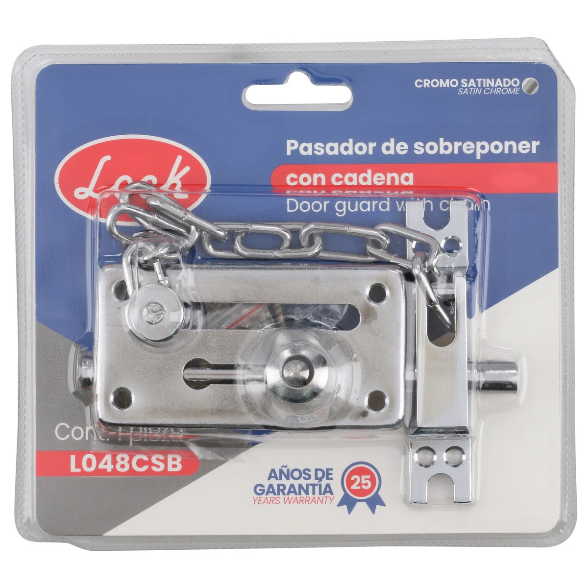 Pasador de sobreponer de cadena níquel satinado Lock - Imagen 3