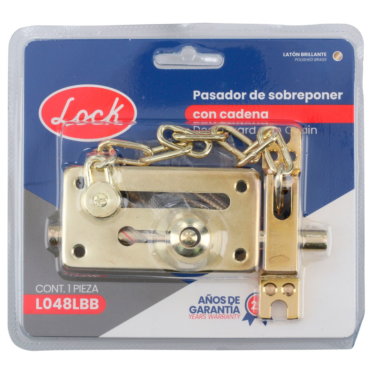 Pasador de sobreponer de cadena latón brillante Lock - Imagen 2