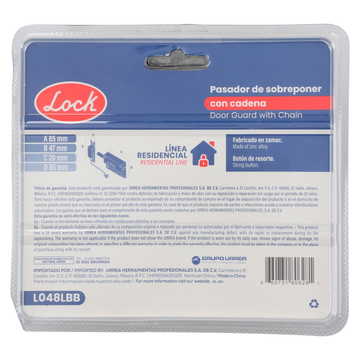 Pasador de sobreponer de cadena latón brillante Lock - Imagen 3