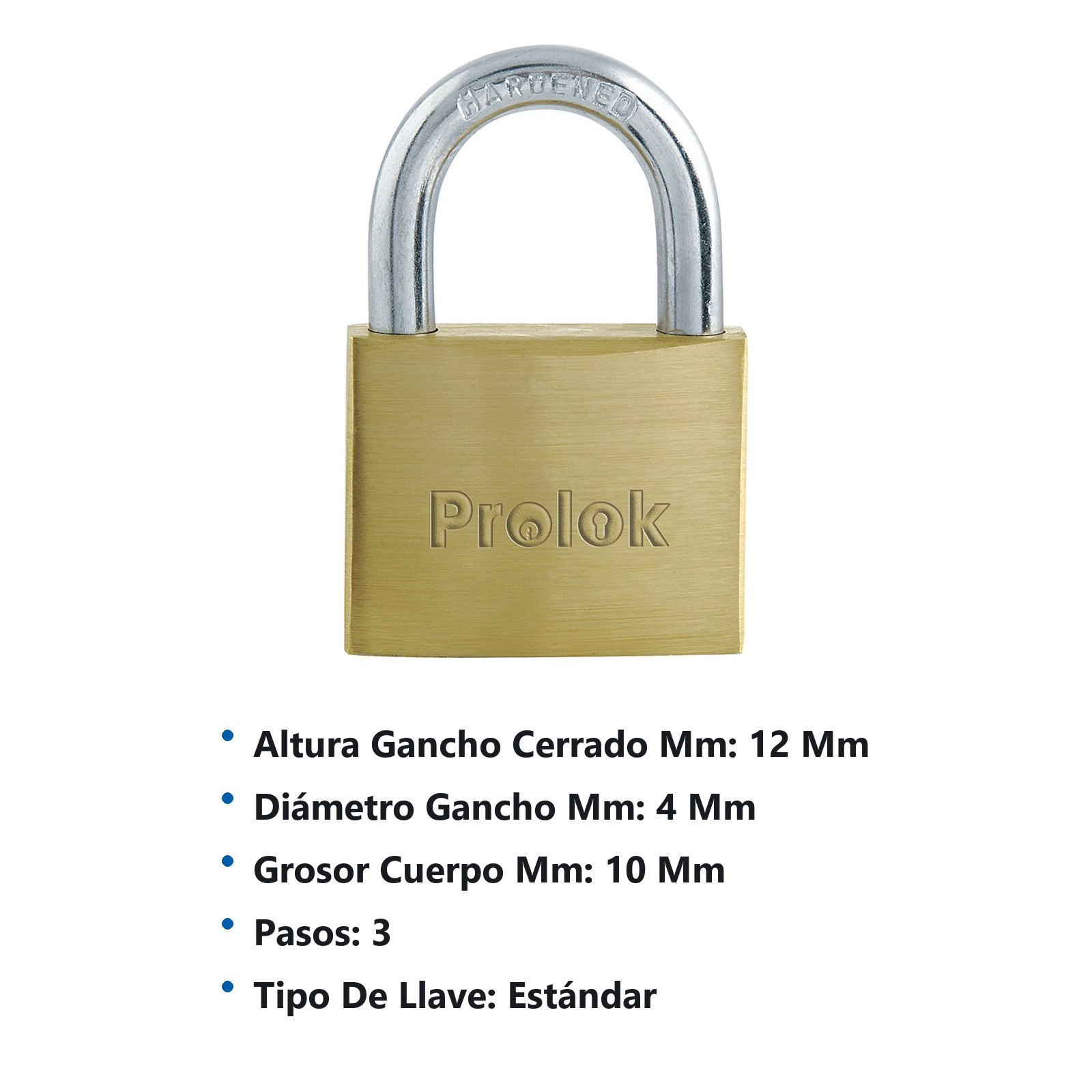 Candado de latón sólido corto 25 mm, llave estándar Prolok - Imagen 2