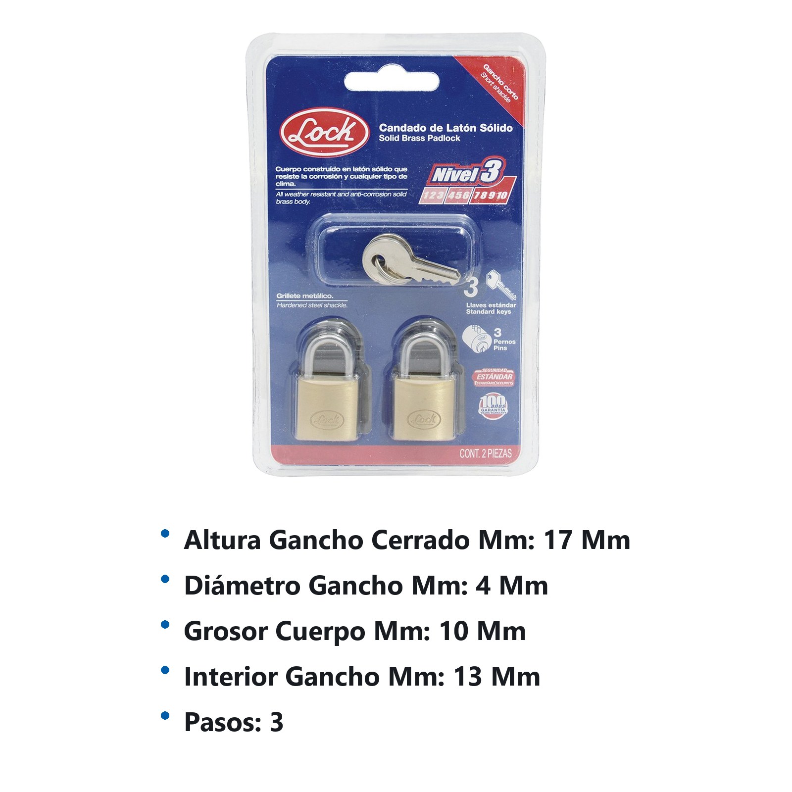 Juego de candados de latón cortos 25 mm, llave estándar, 2 piezas Lock - Imagen 2