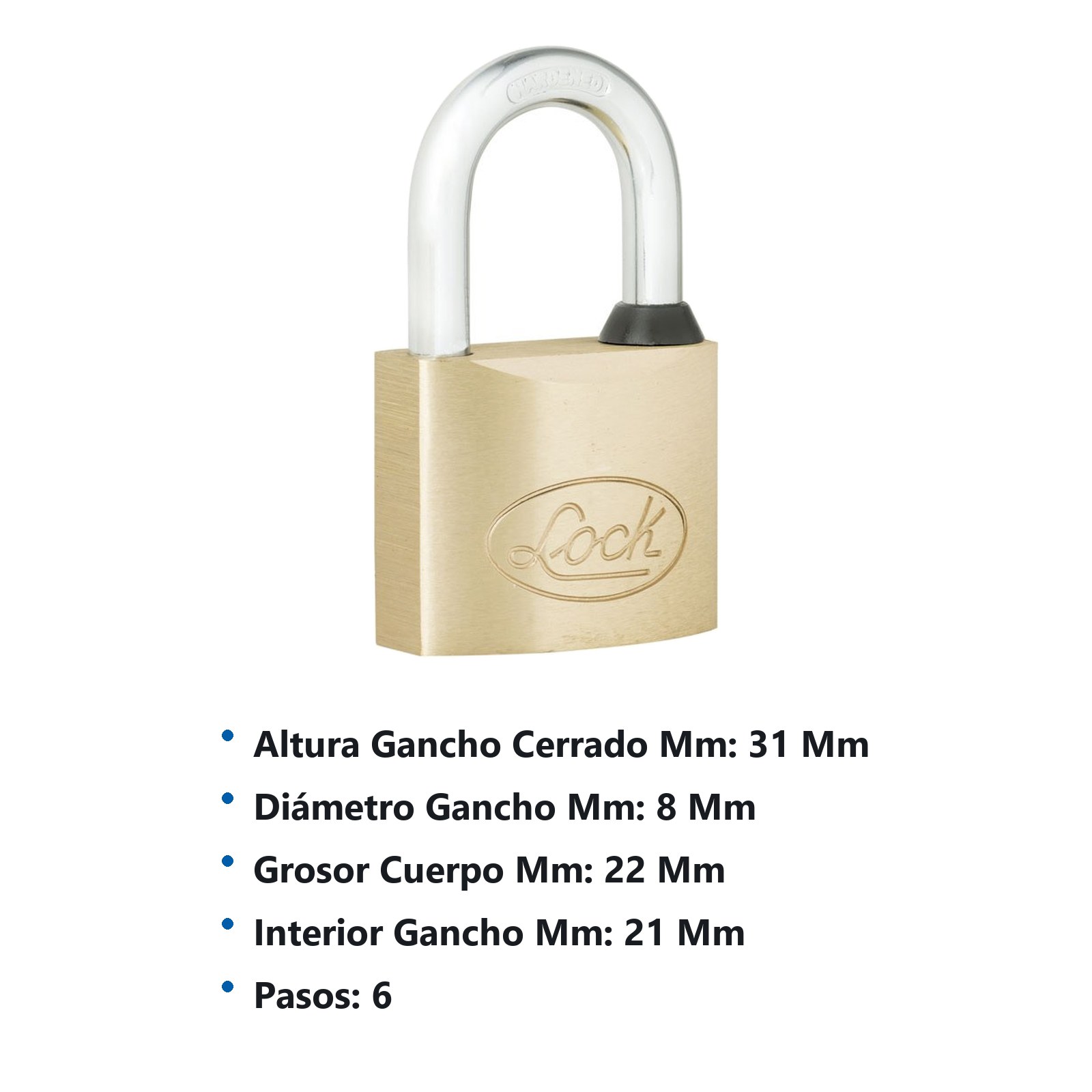 Candado de latón corto 40 mm, llave de puntos Lock - Imagen 2