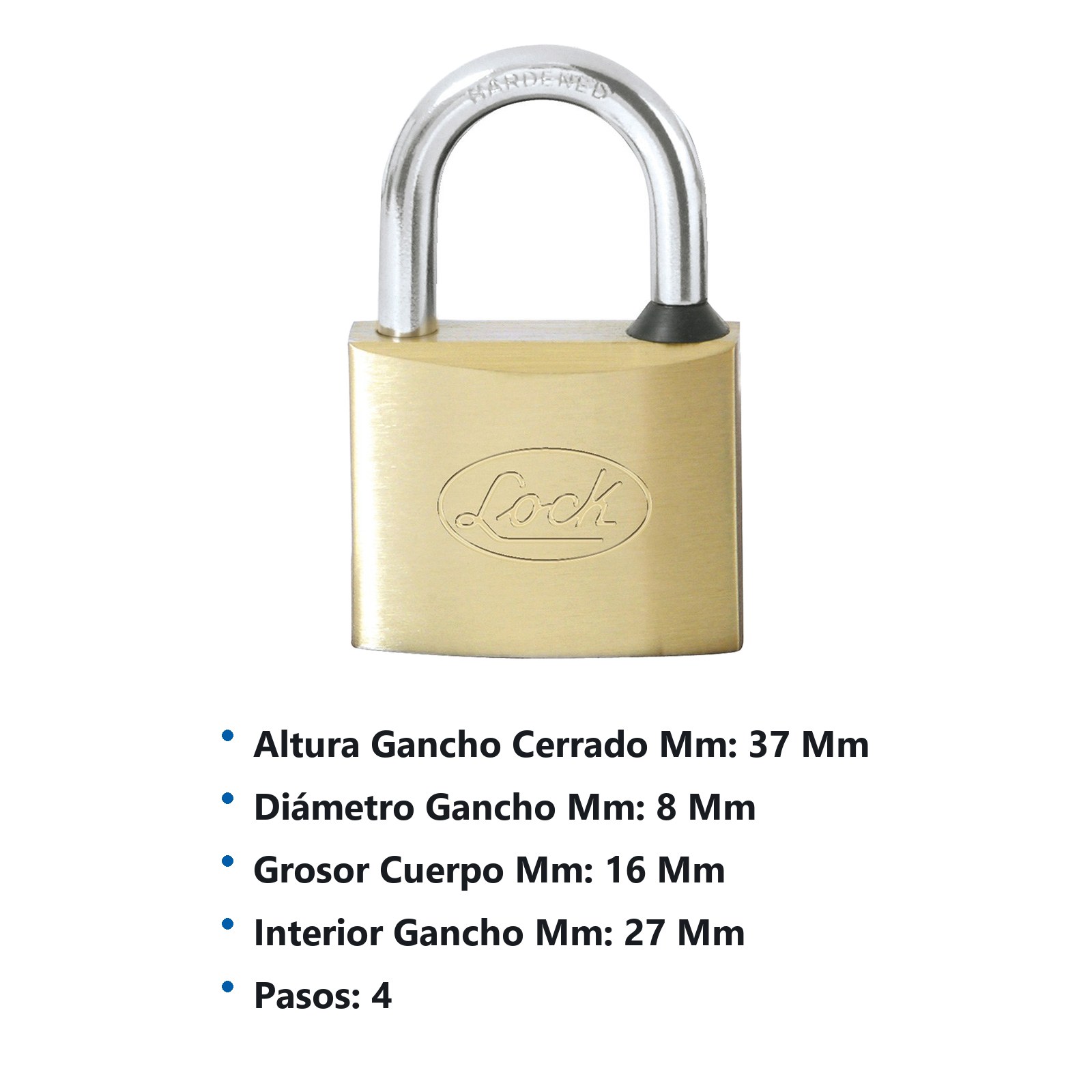 Candado de latón corto 50 mm, llave estándar Lock - Imagen 2