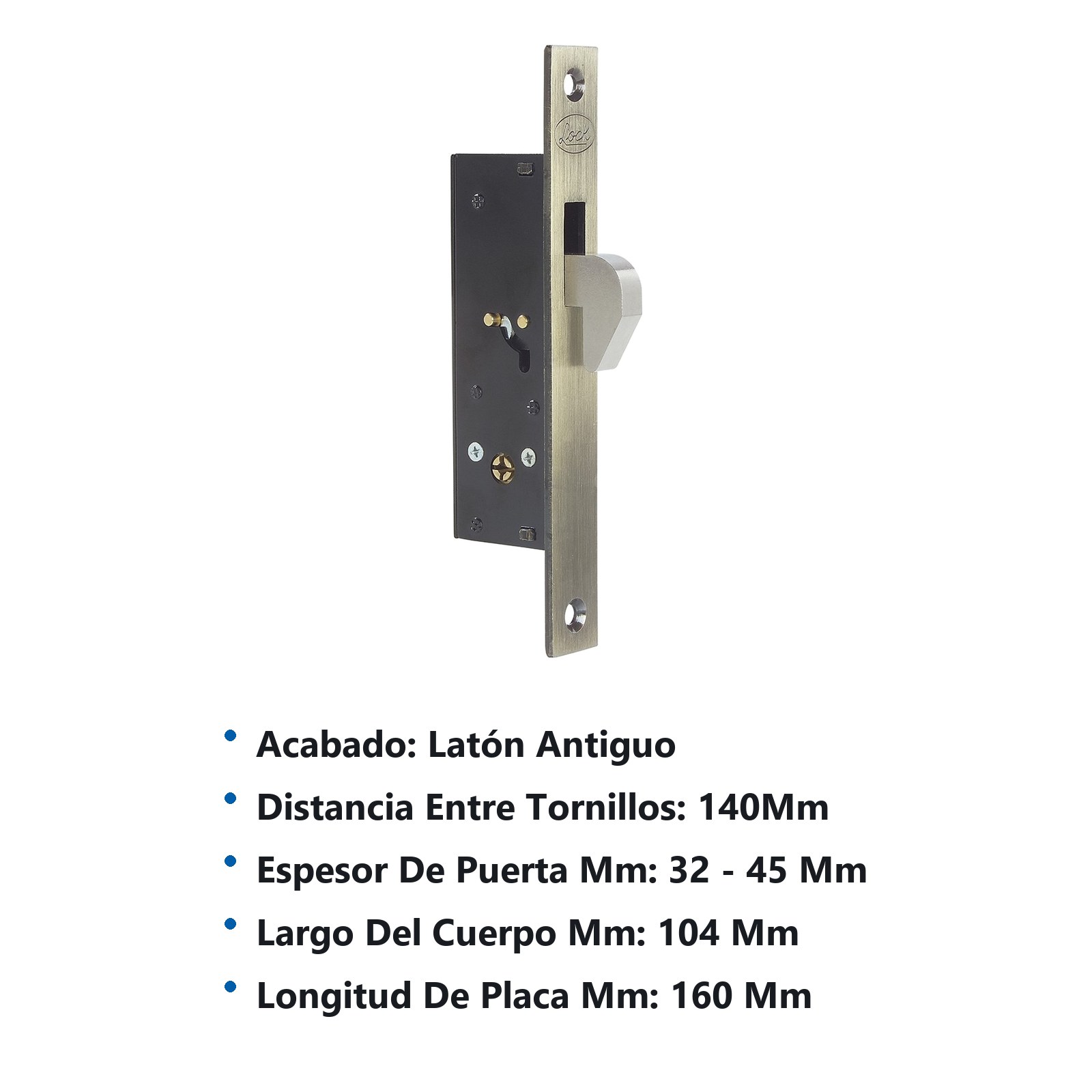 Cerrojo para embutir de gancho, latón antiguo, llave tetra, en caja Lock - Imagen 2