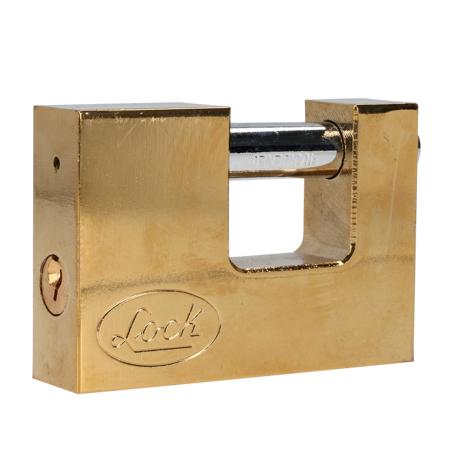Candado de acero para cortina metálica 80 mm, latón brillante, llave estándar Lock - Imagen 2