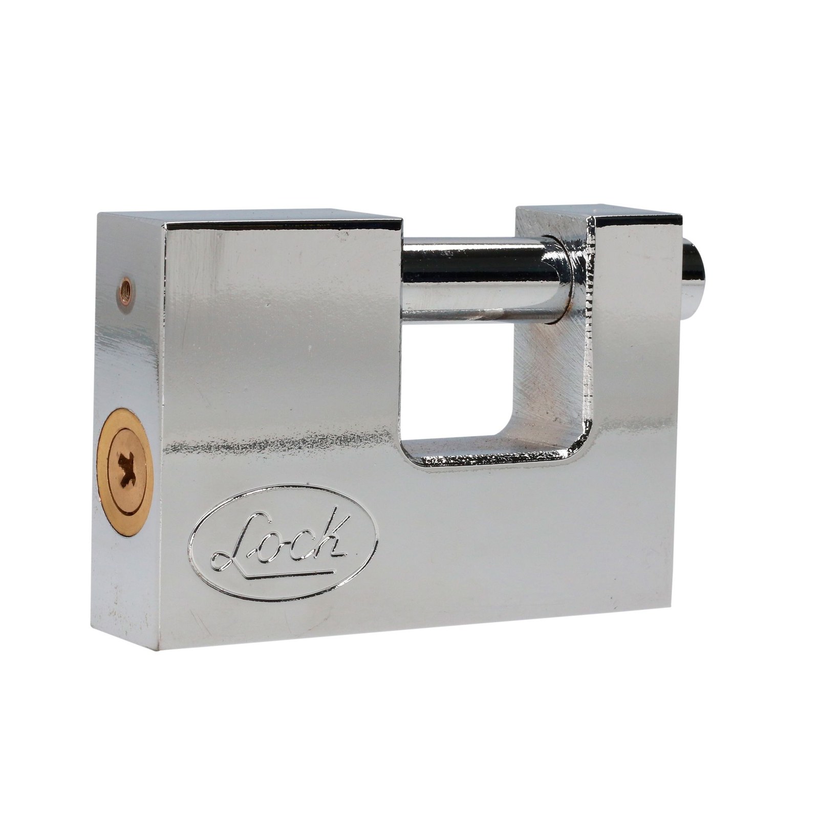 Candado de acero para cortina metálica 80 mm, cromo satinado, llave tetra Lock - Imagen 2
