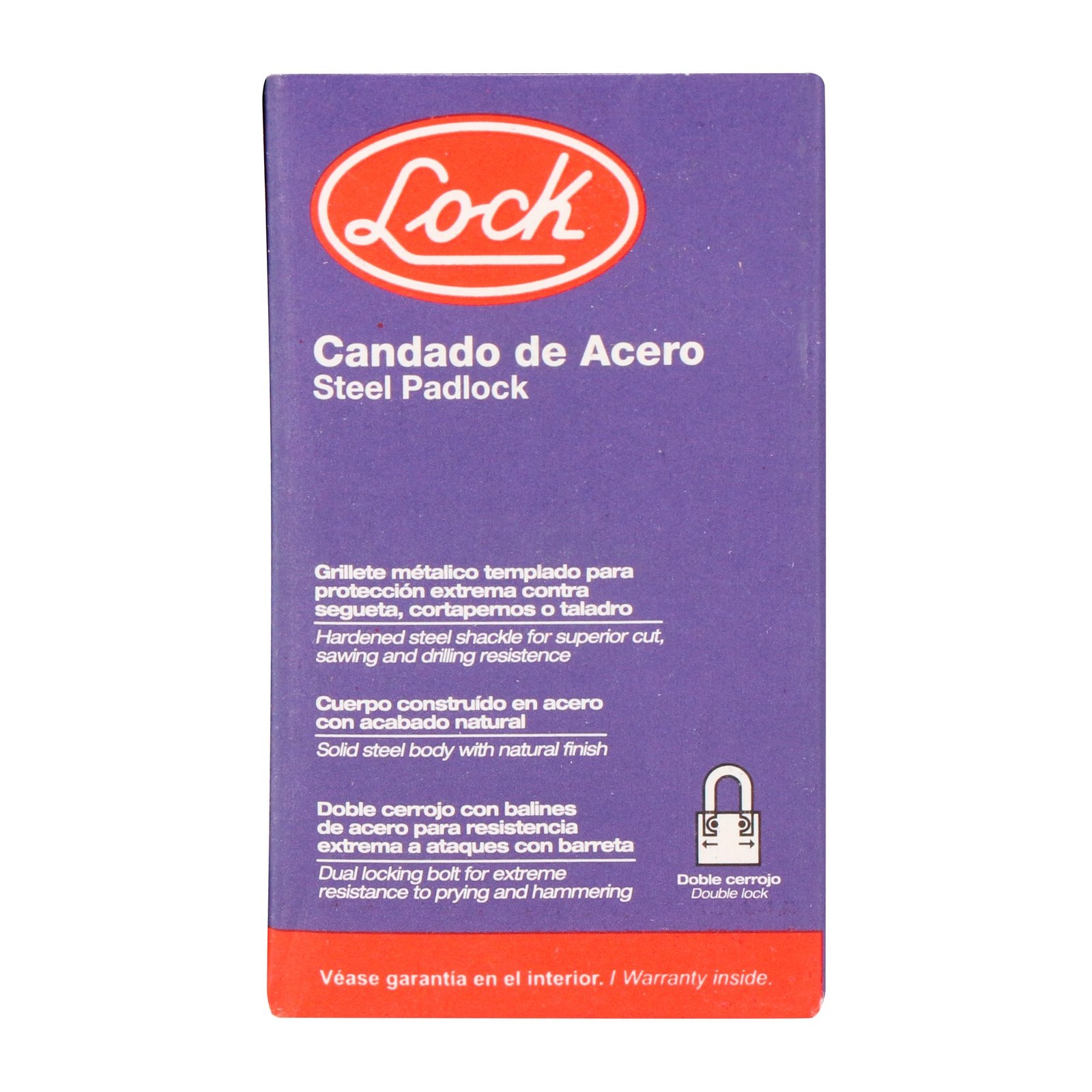 Candado de acero largo 38 mm, llave estándar, en caja Lock - Imagen 4