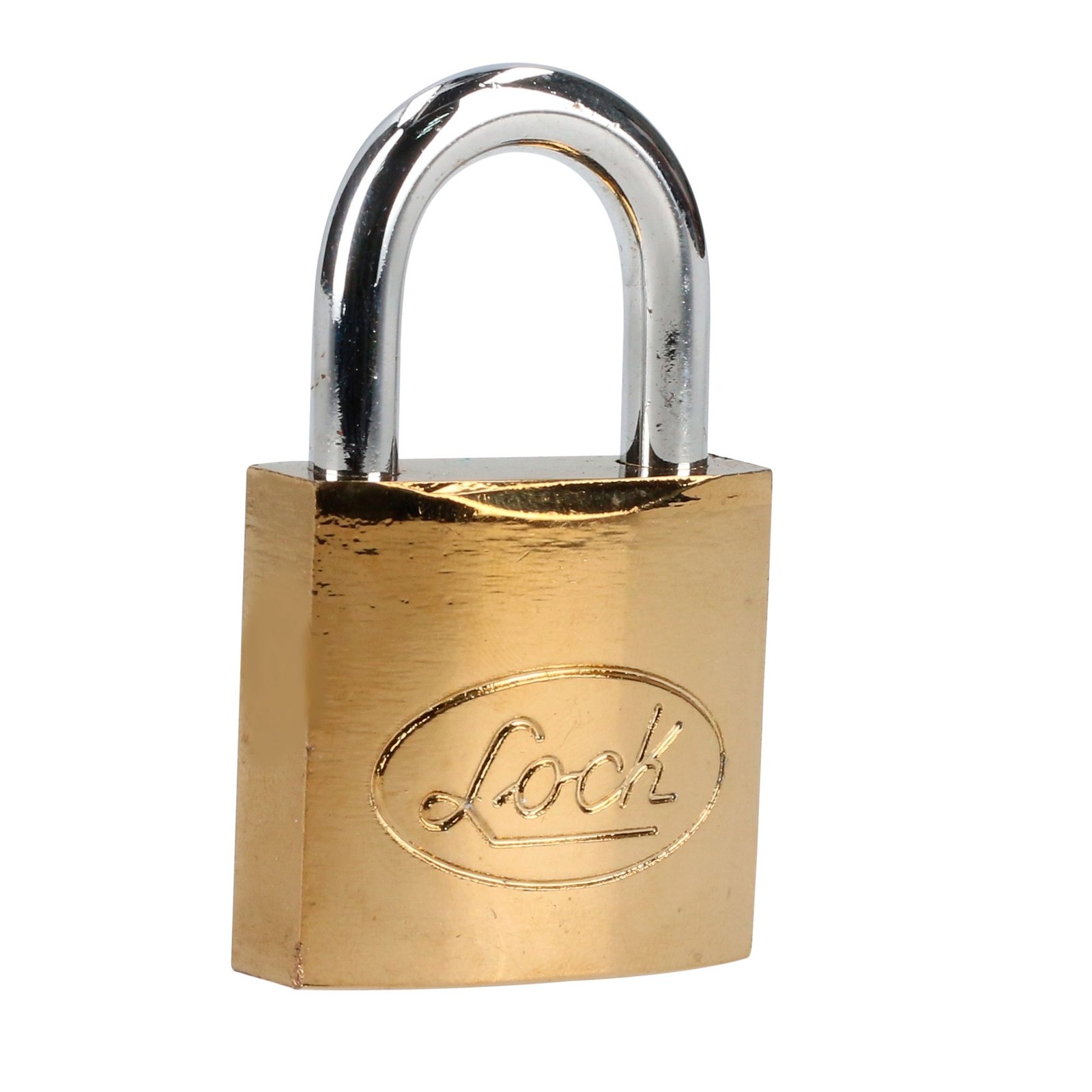 Candado de acero corto 32 mm, acabado latonado, llave estándar Lock - Imagen 2