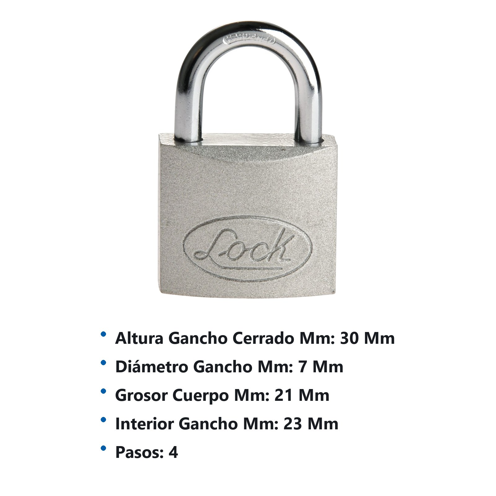 Candado de acero corto 45 mm, llave estándar Lock - Imagen 2