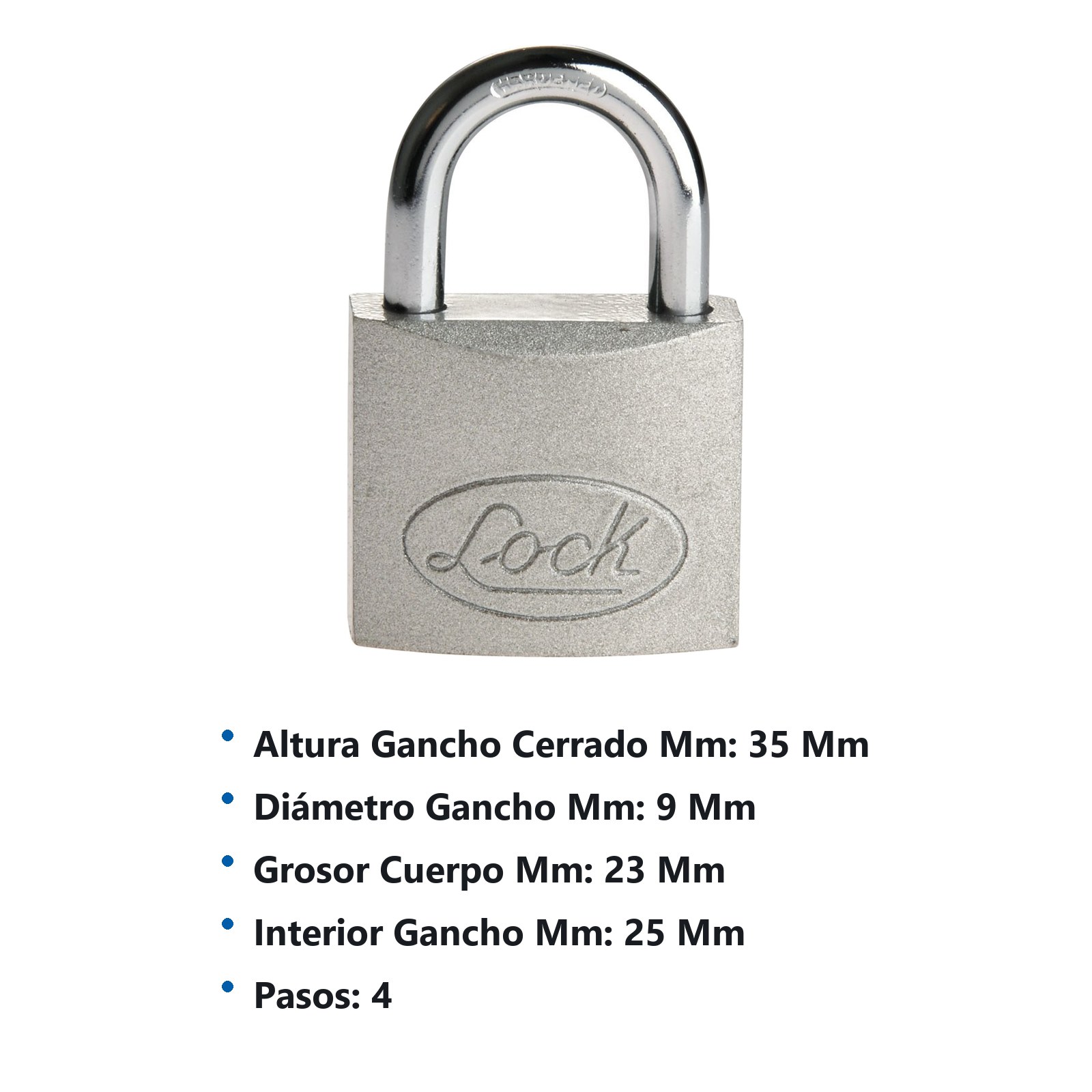 Candado de acero corto 50 mm, llave estándar, en caja Lock - Imagen 2