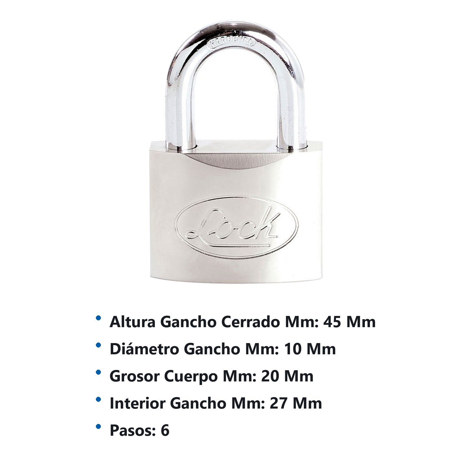 Candado de acero corto 60 mm, llave de disco Lock - Imagen 3