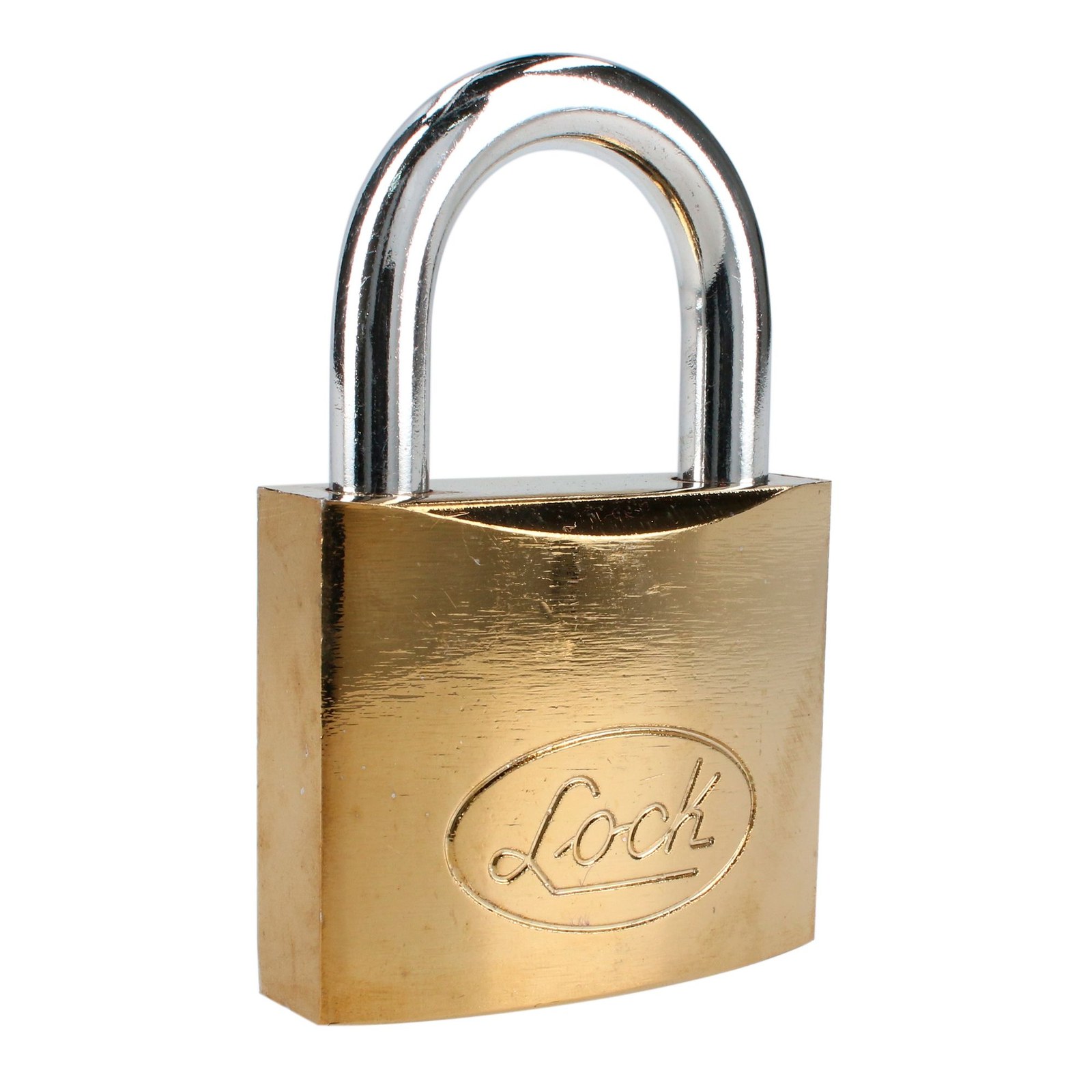 Candado de acero corto 63 mm, acabado latonado, llave estándar Lock - Imagen 2