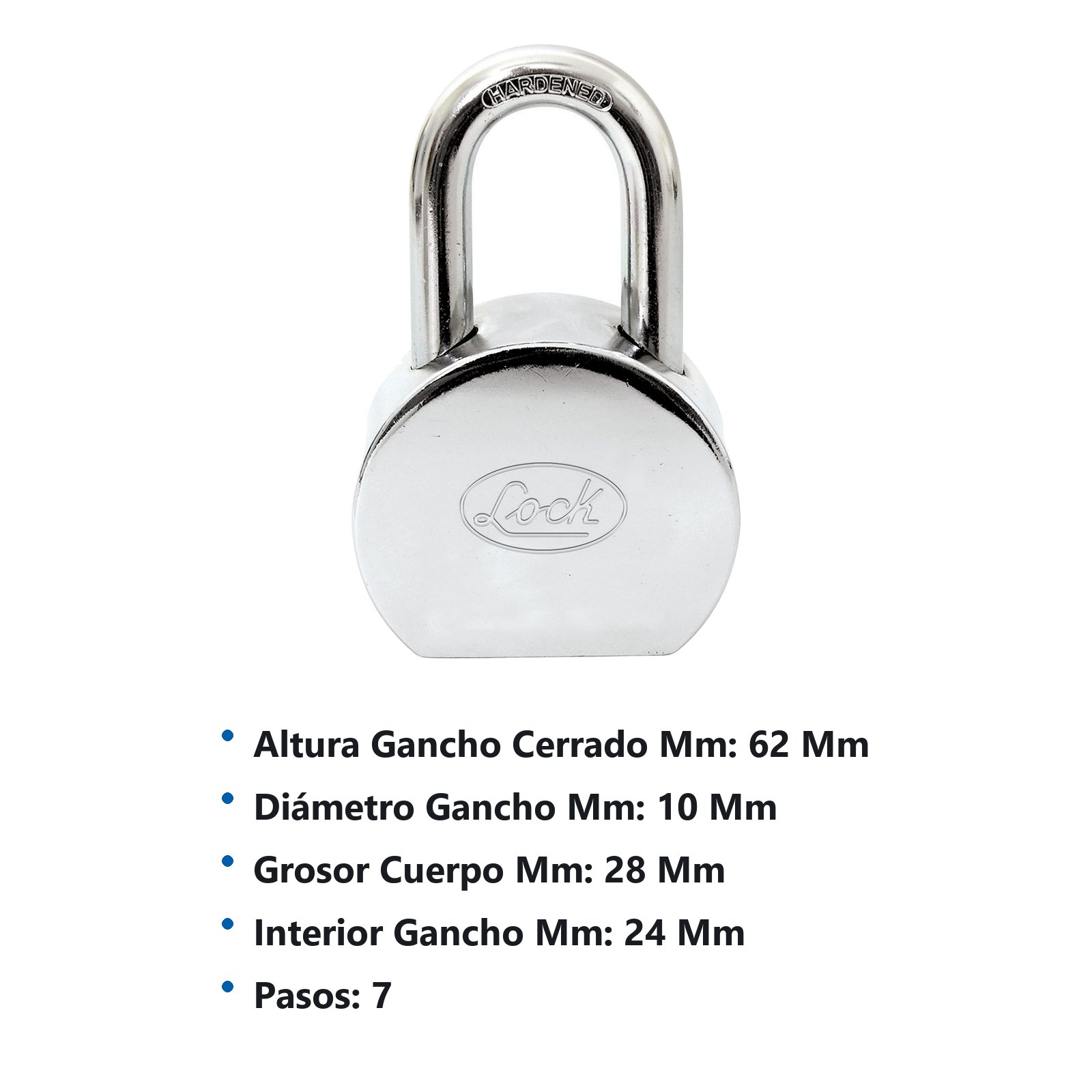 Candado de acero redondo corto 65 mm, llave estándar Lock - Imagen 3