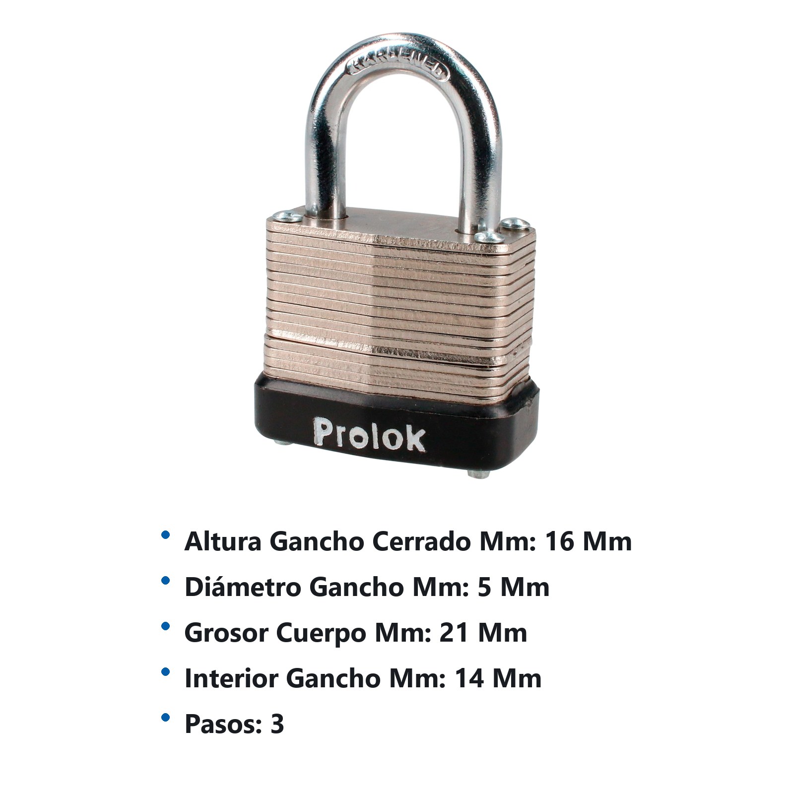 Candado laminado corto 30 mm, llave estándar Prolok - Imagen 2