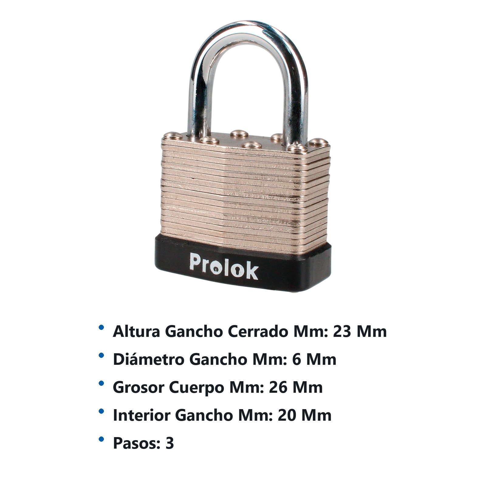 Candado laminado corto 40 mm, llave estándar Prolok - Imagen 2
