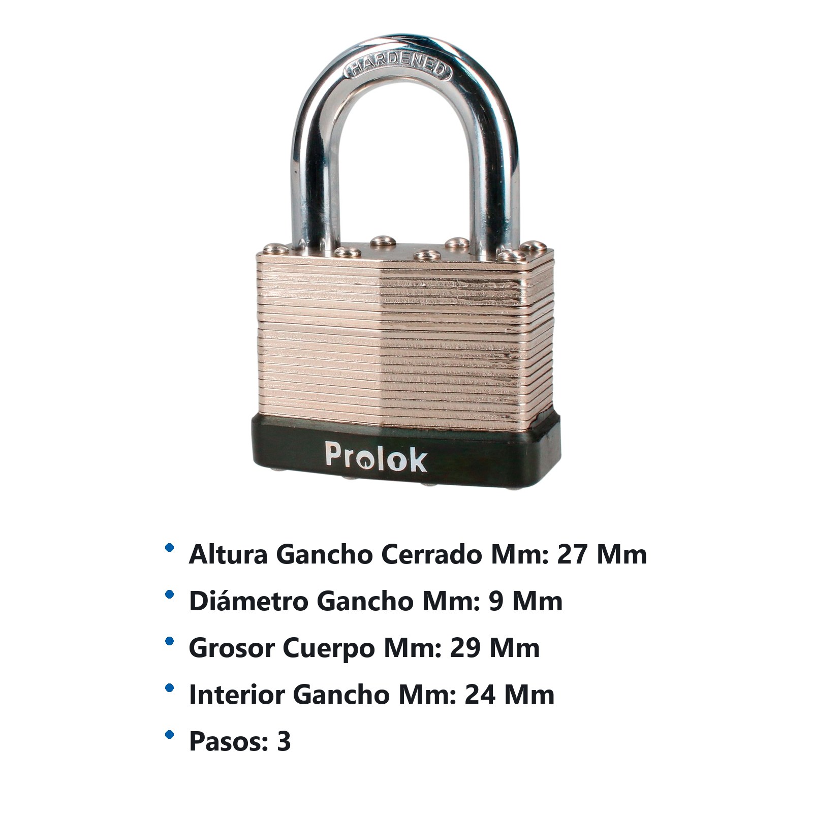 Candado laminado corto 50 mm, llave estándar Prolok - Imagen 2