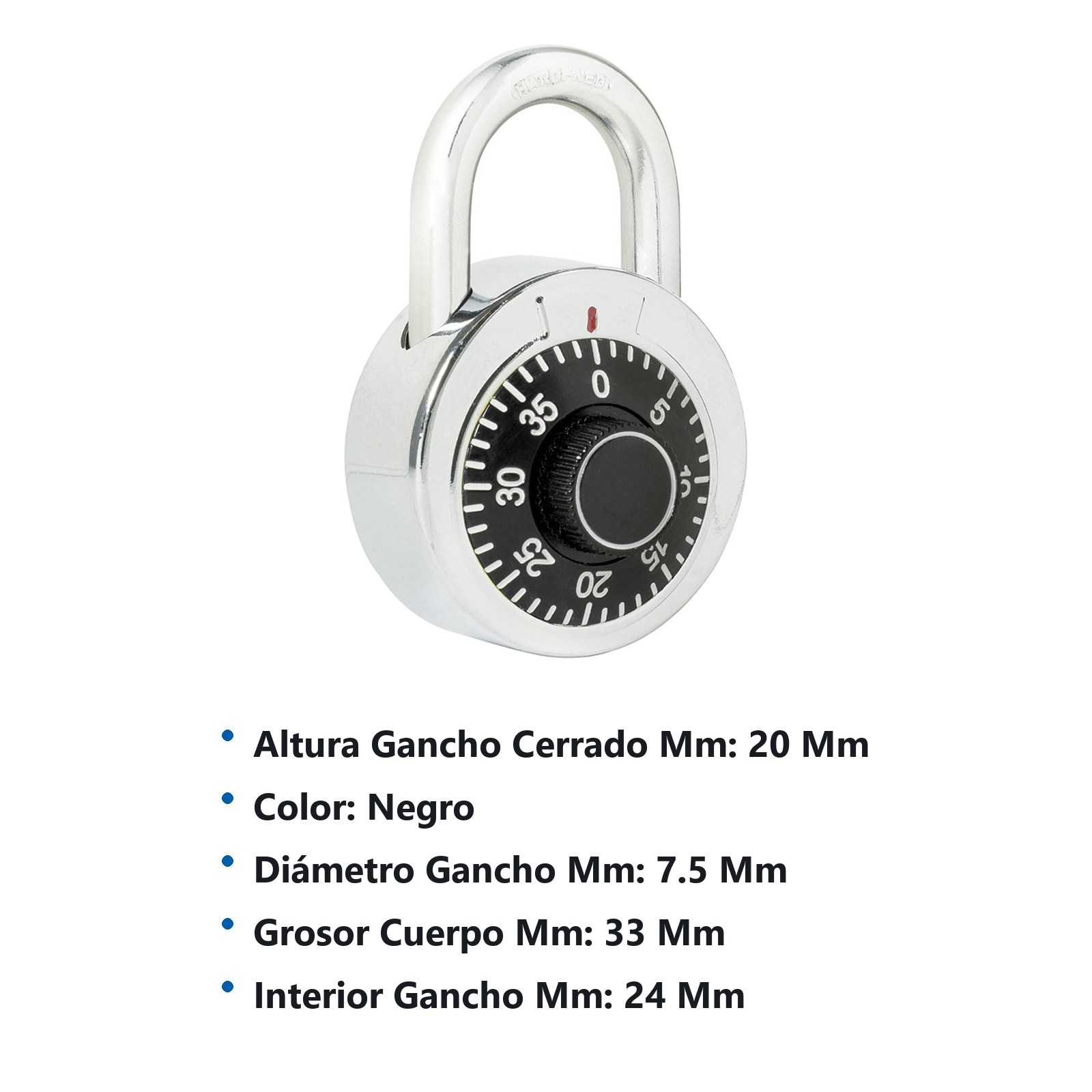 Candado de combinación de disco, negro, 50 mm Lock - Imagen 3