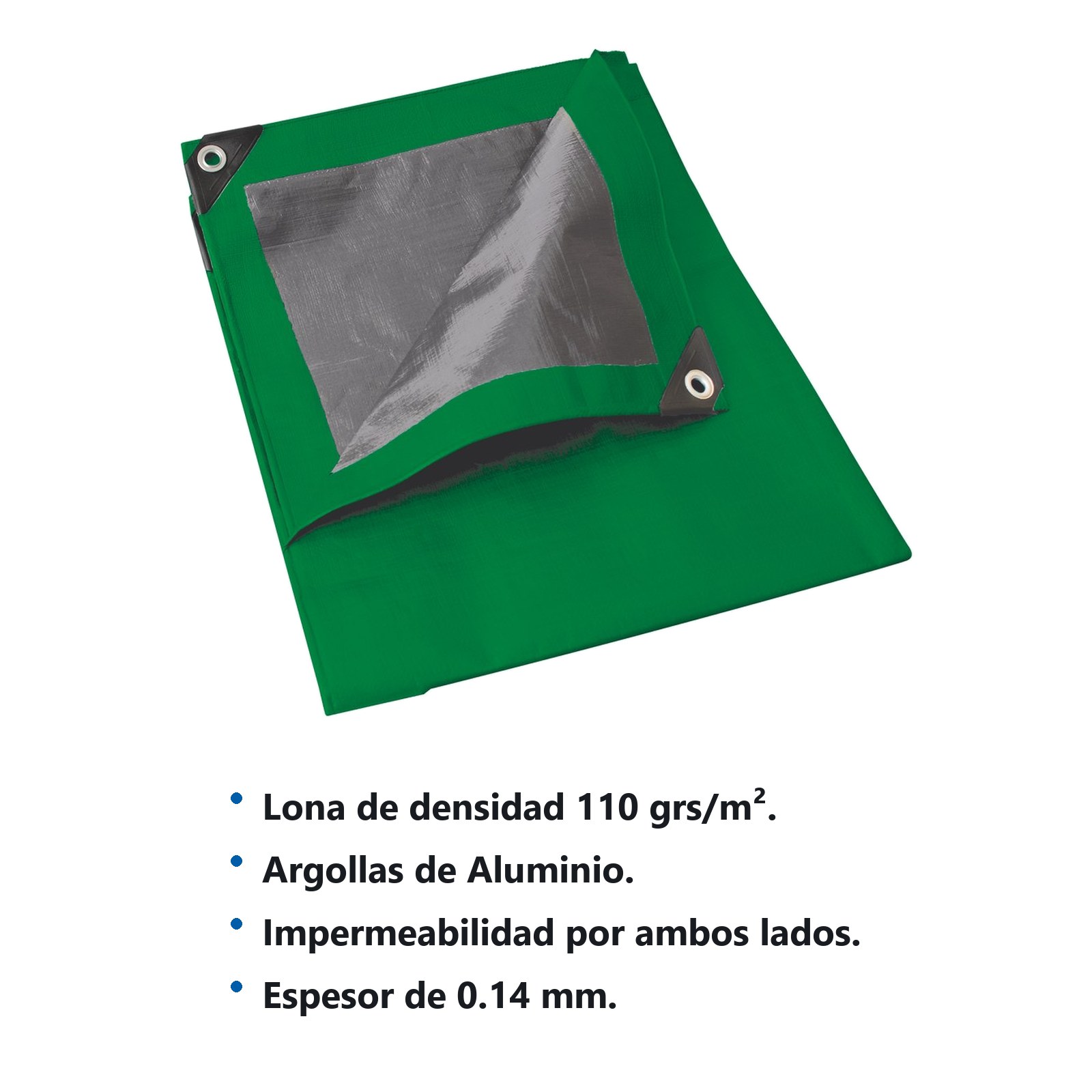 Lona de polietileno color verde con fondo plata, 4 x 6 m Foy - Imagen 2