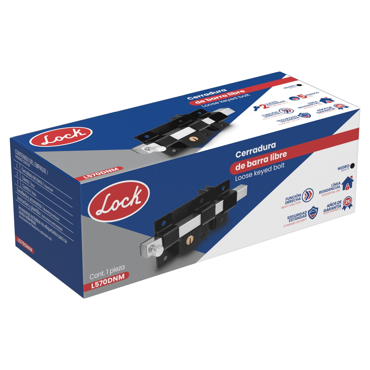 Cerradura de barra libre función derecha, negro mate, llave estándar, en caja Lock - Imagen 2