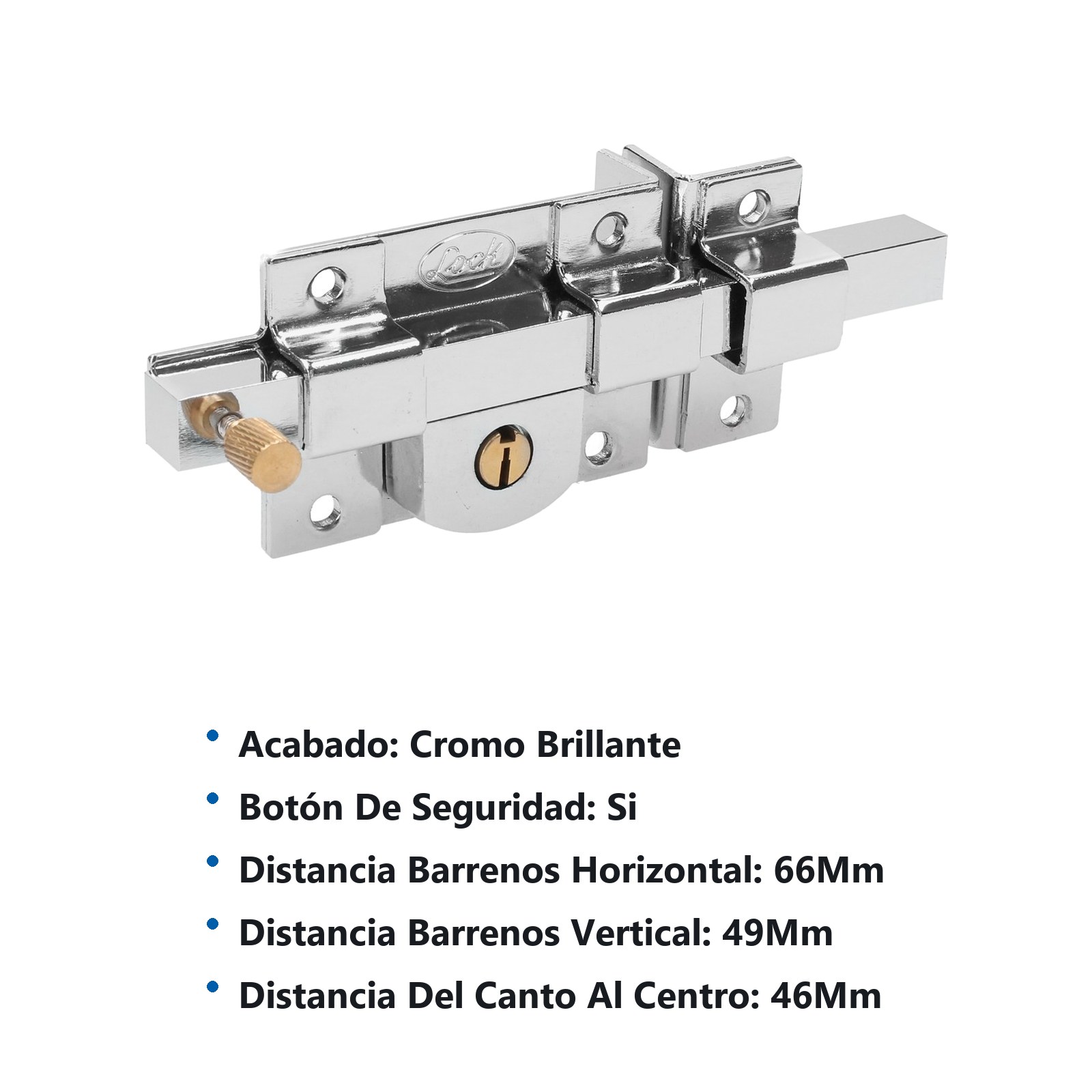 Cerradura de barra libre función izquierda, cromo brillante, llave estándar, en caja Lock - Imagen 3