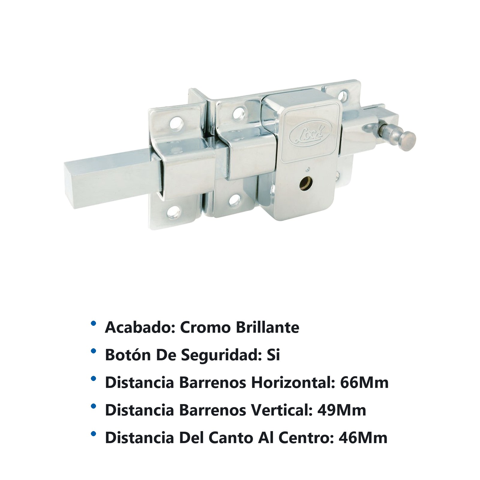 Cerradura de barra fija función izquierda, cromo brillante, llave tetra, en caja Lock - Imagen 3