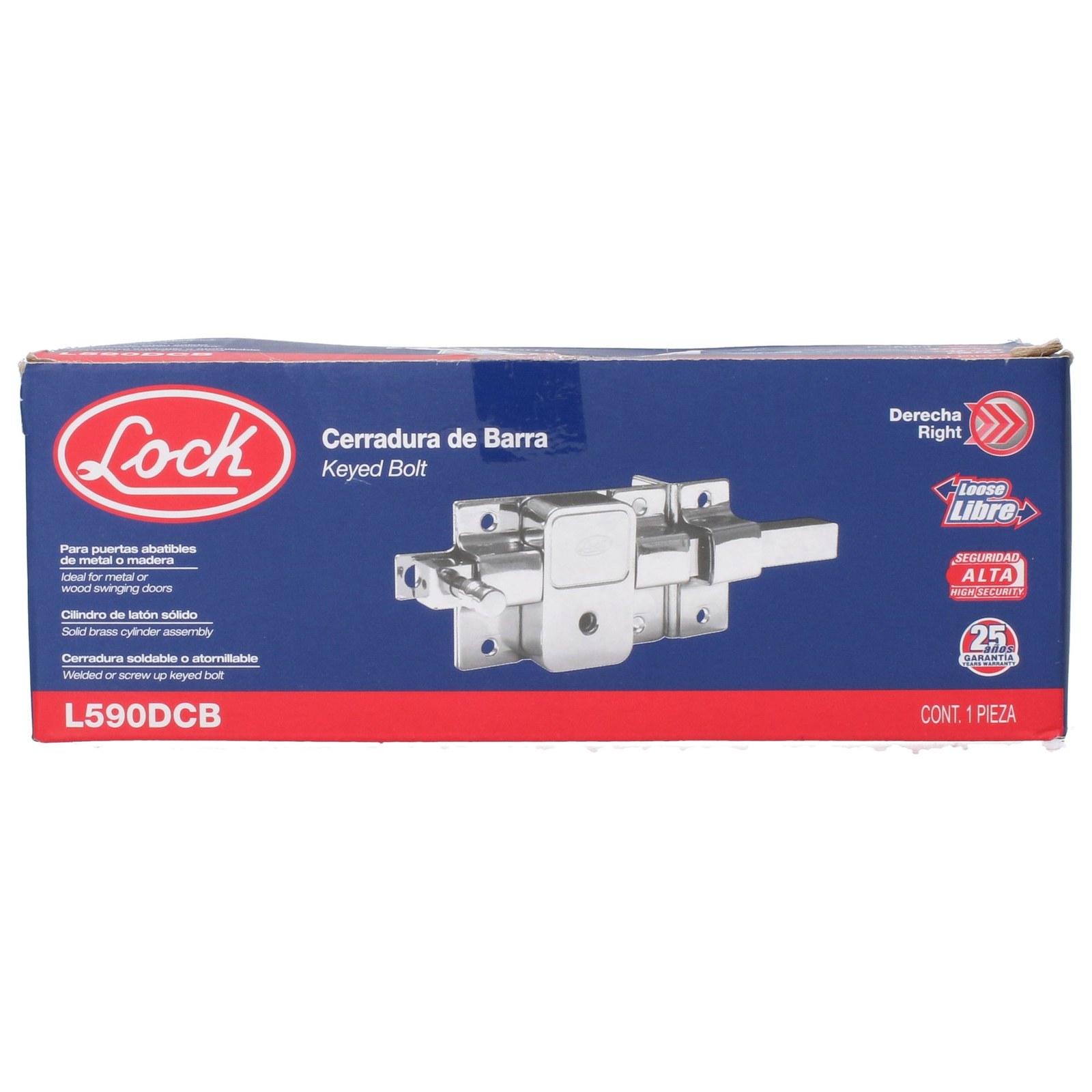 Cerradura de barra libre función derecha, cromo brillante, llave tetra, en caja Lock - Imagen 4