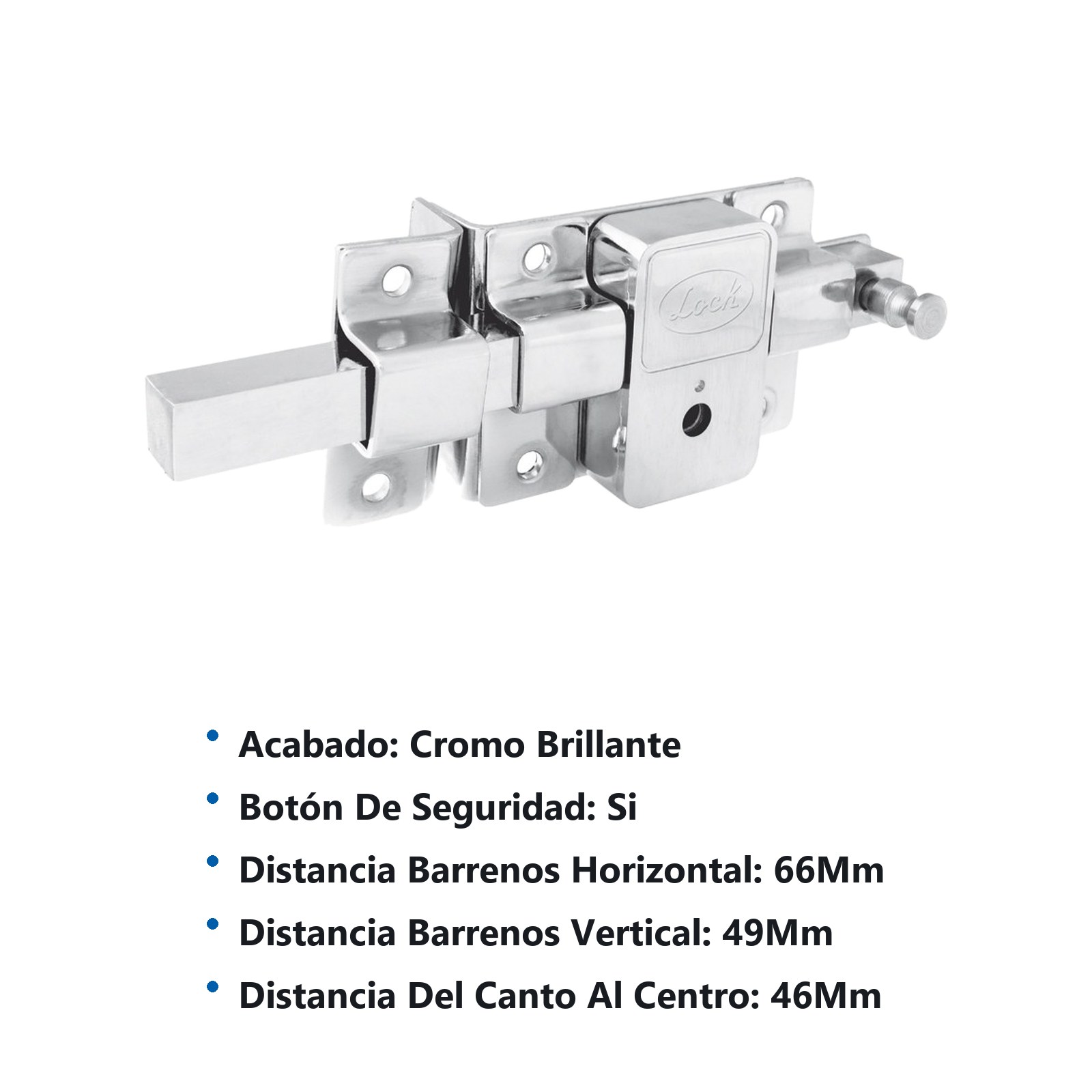 Cerradura de barra libre función izquierda, cromo brillante, llave tetra, en caja Lock - Imagen 2