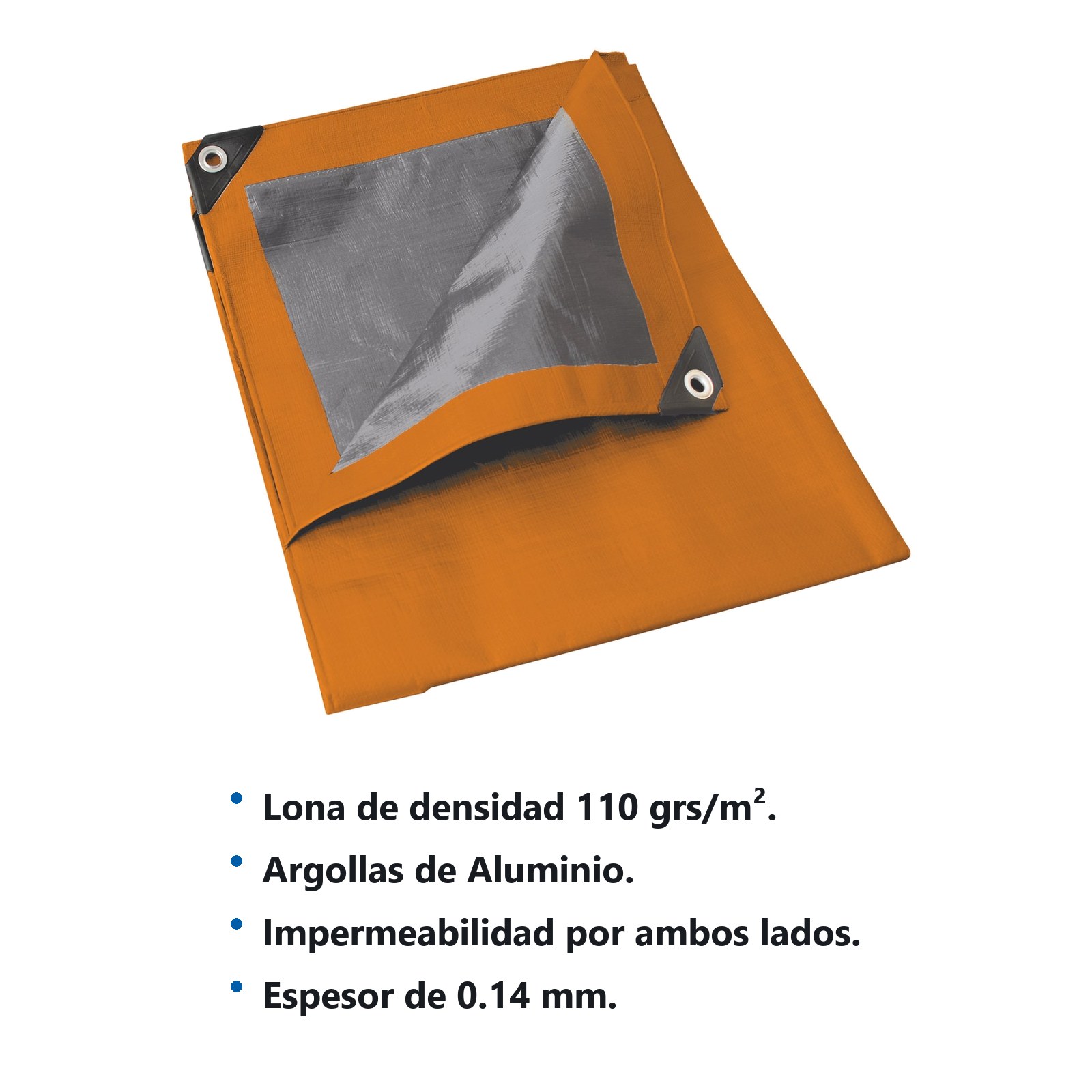 Lona de polietileno color naranja con fondo plata, 5 x 6 m Foy - Imagen 2