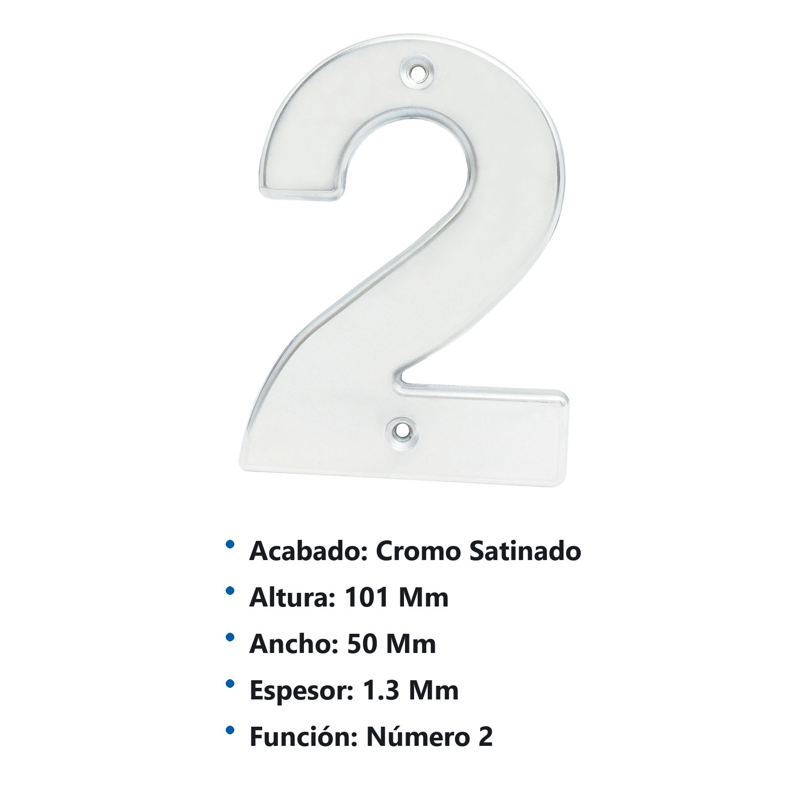 Número 2 bold 4" níquel satinado Lock - Imagen 3
