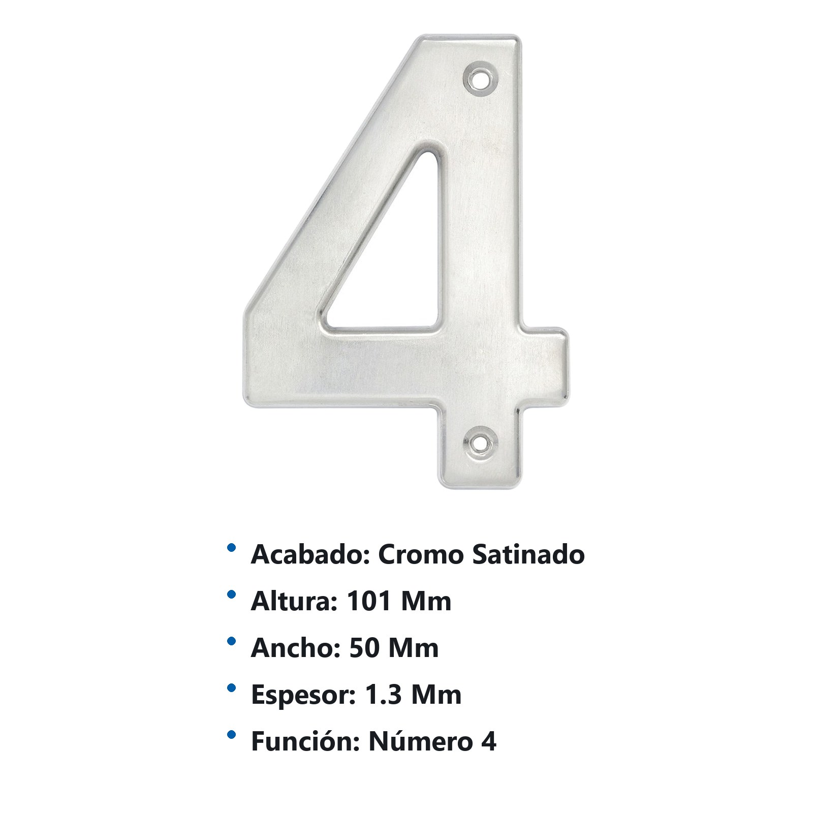 Número 4 bold 4" níquel satinado Lock - Imagen 3
