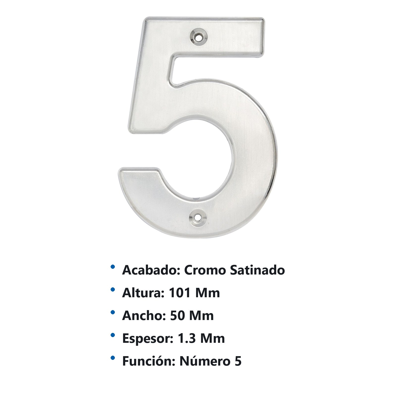 Número 5 bold 4" níquel satinado Lock - Imagen 3