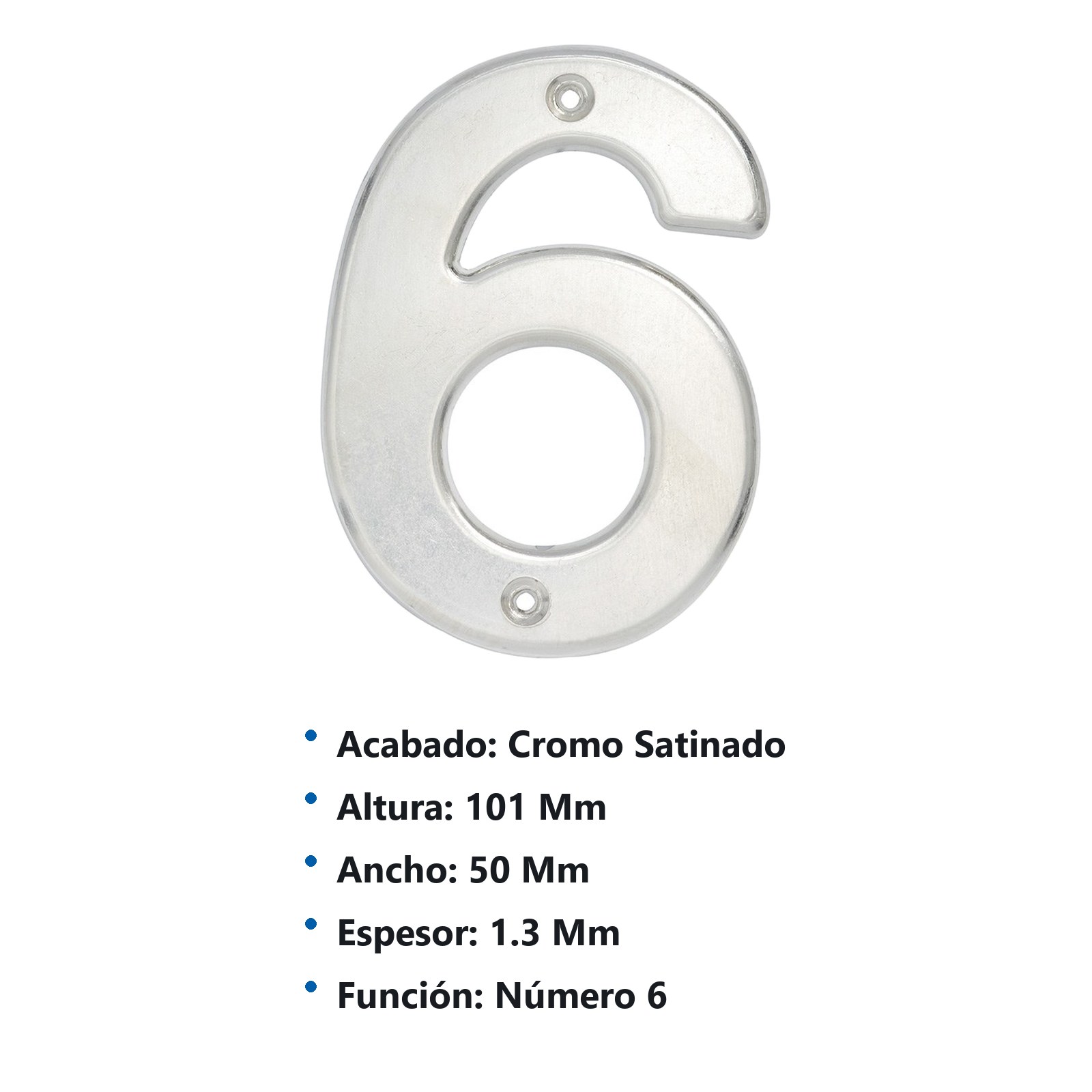 Número 6 bold 4" níquel satinado Lock - Imagen 3