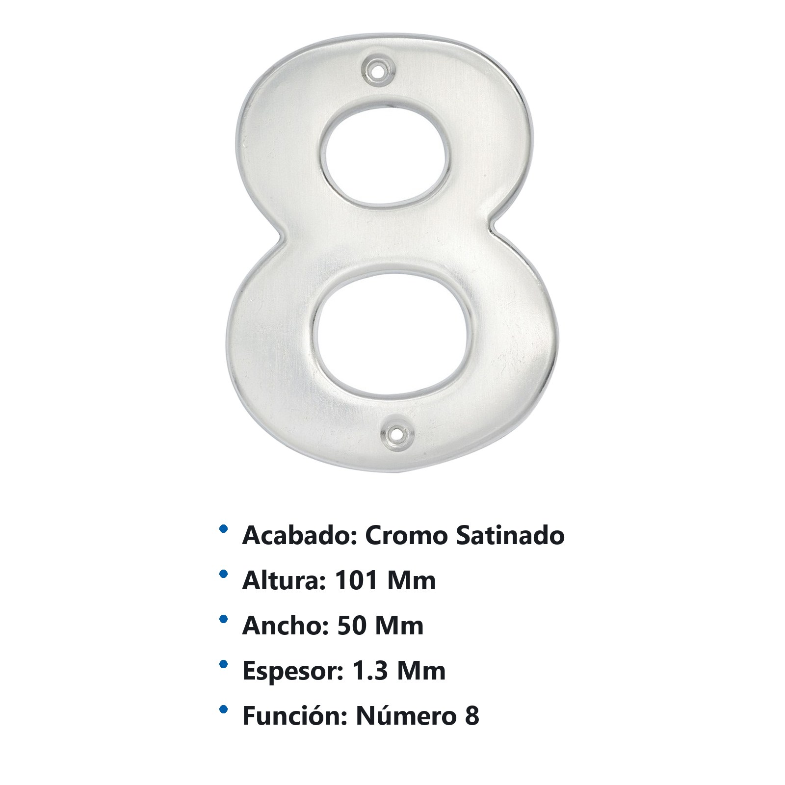Número 8 bold 4" níquel satinado Lock - Imagen 3