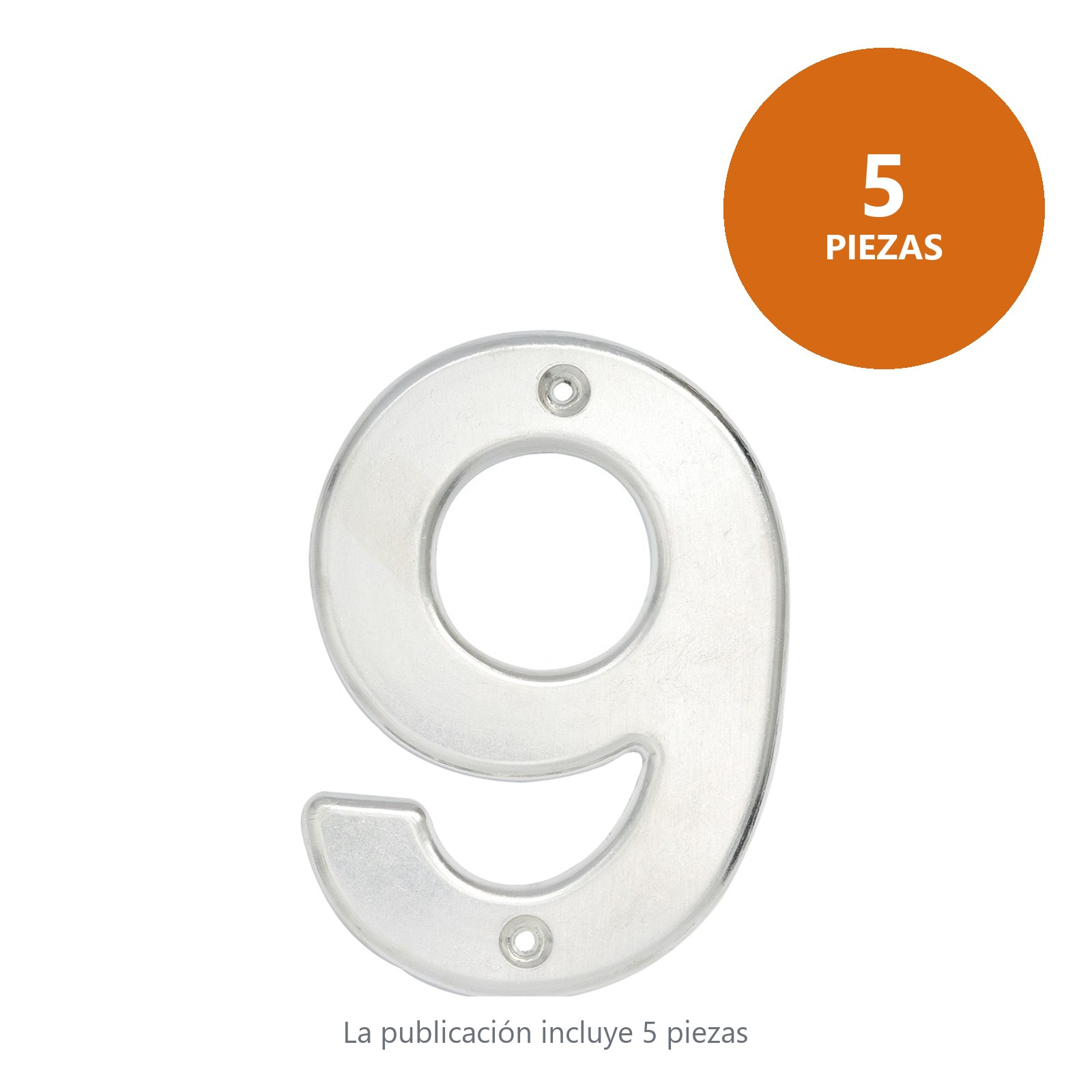 Número 9 bold 4" níquel satinado Lock - Imagen 2