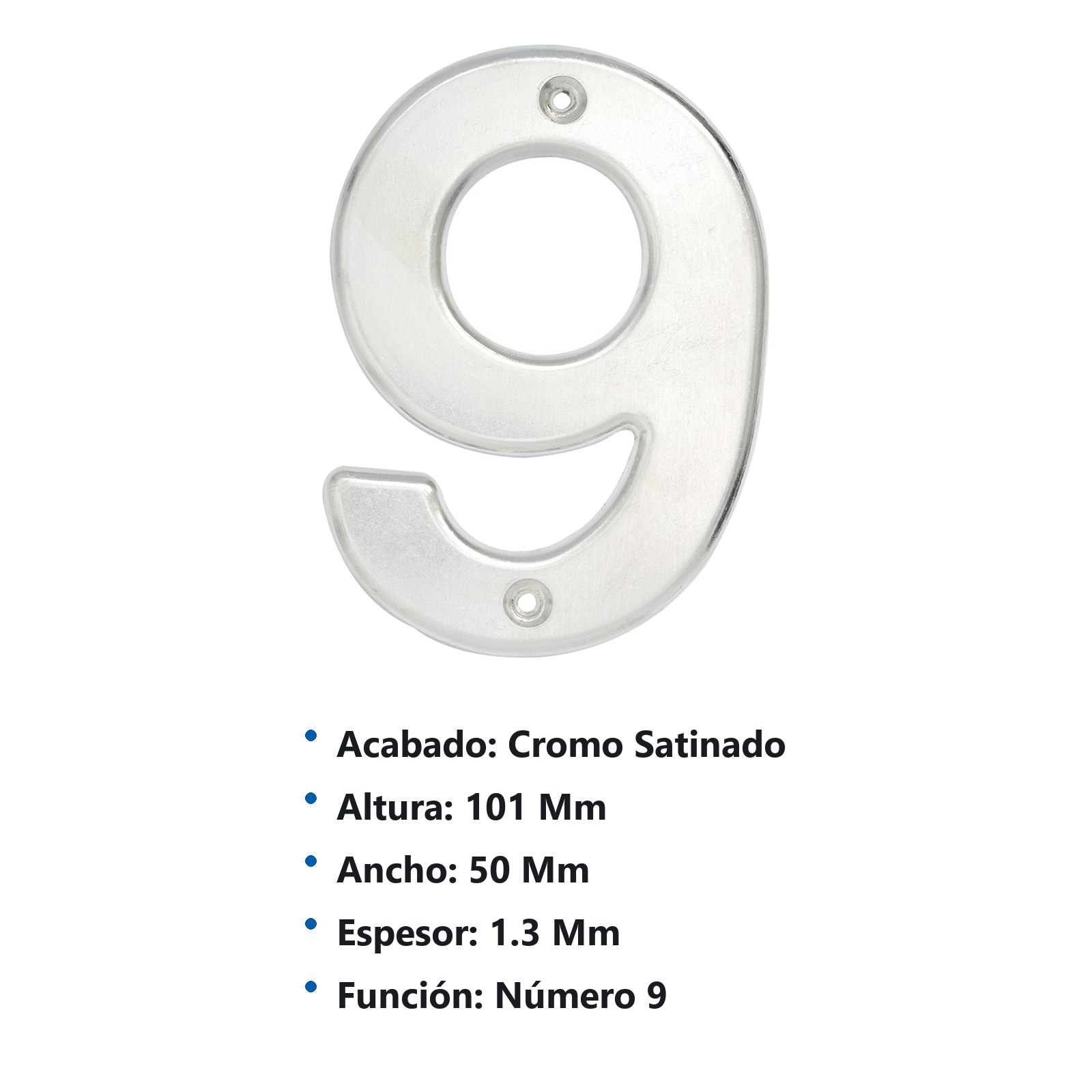 Número 9 bold 4" níquel satinado Lock - Imagen 3