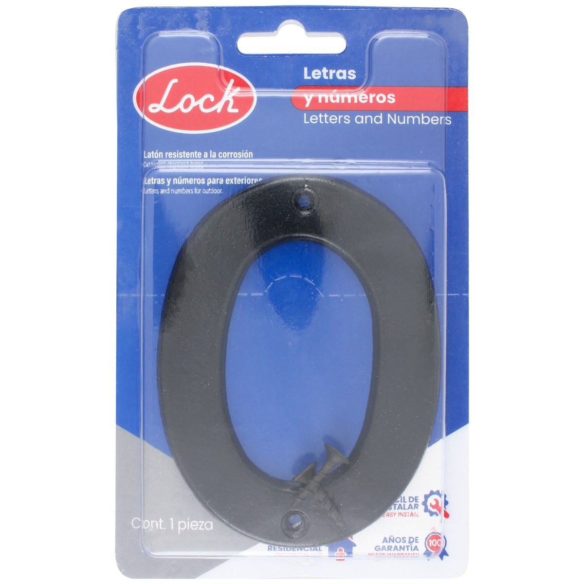 Número 0 bold 4" negro Lock - Imagen 2