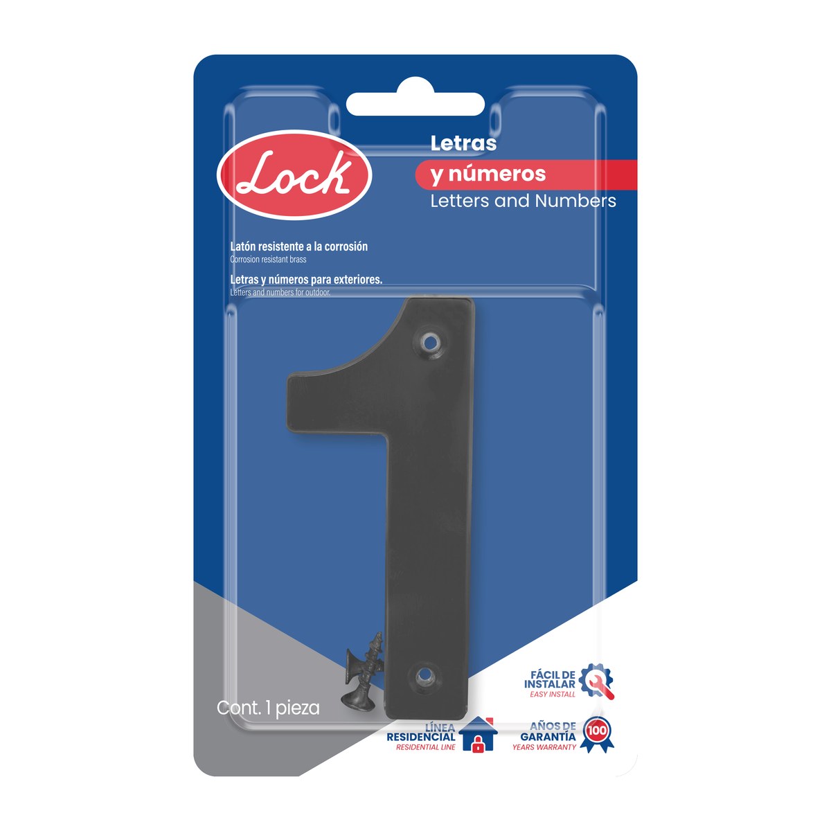 Número 1 bold 4" negro Lock - Imagen 2