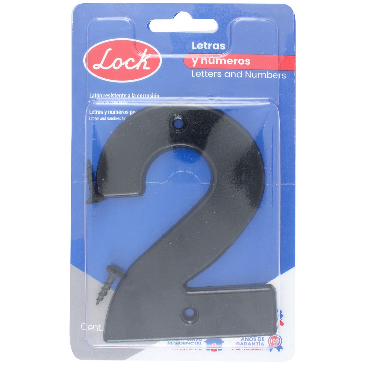 Número 2 bold 4" negro Lock - Imagen 2