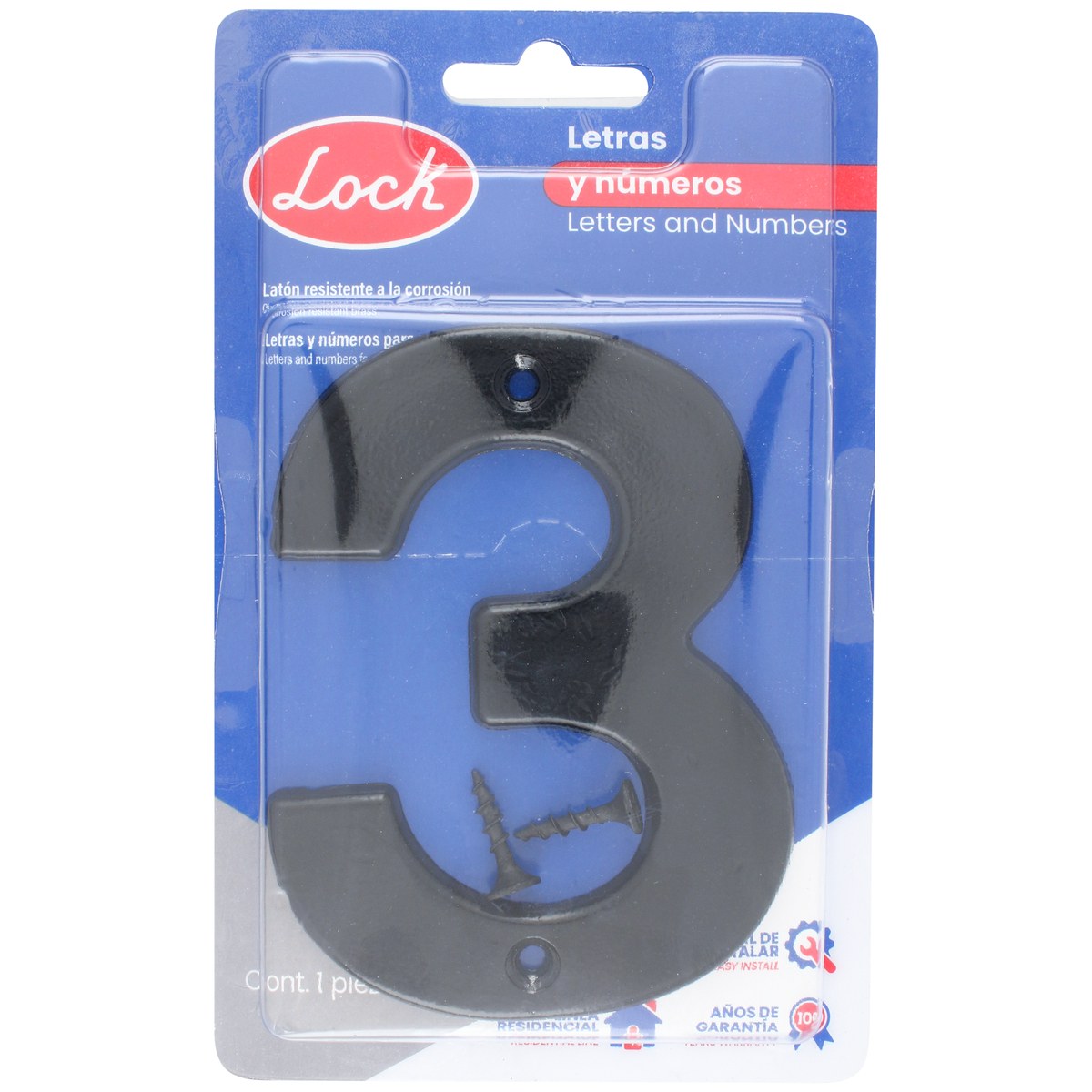 Número 3 bold 4" negro Lock - Imagen 2