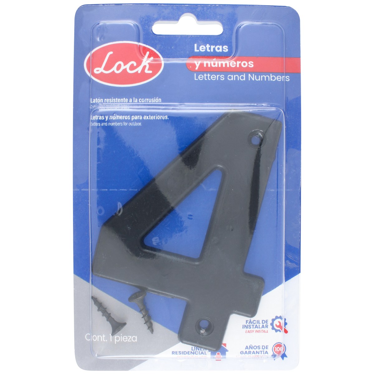 Número 4 bold 4" negro Lock - Imagen 2