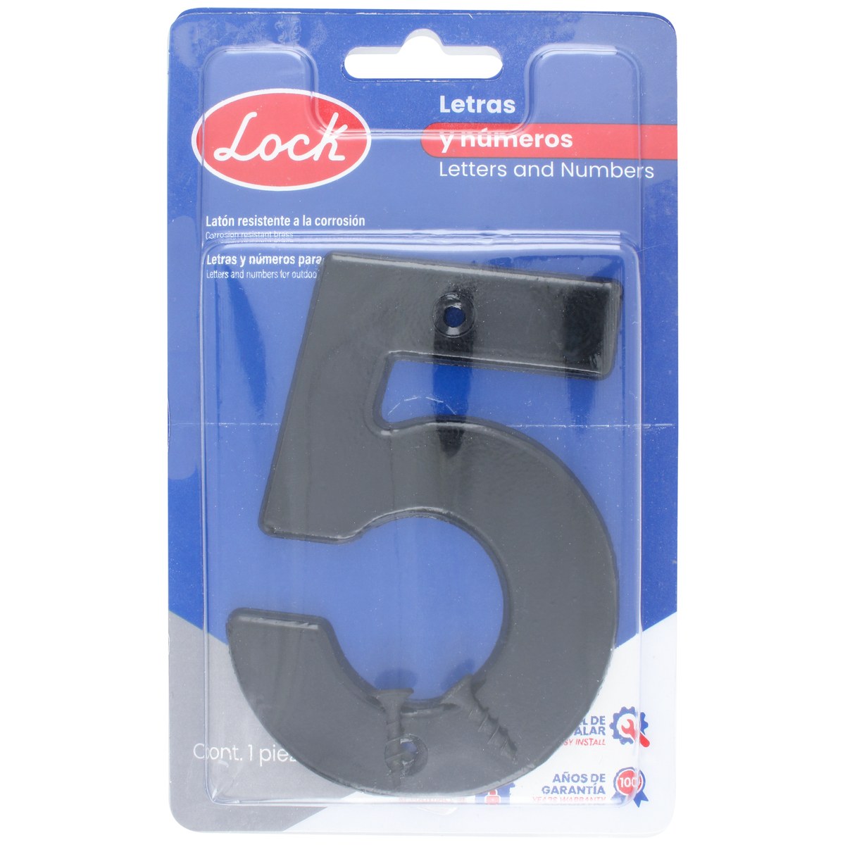 Número 5 bold 4" negro Lock - Imagen 2
